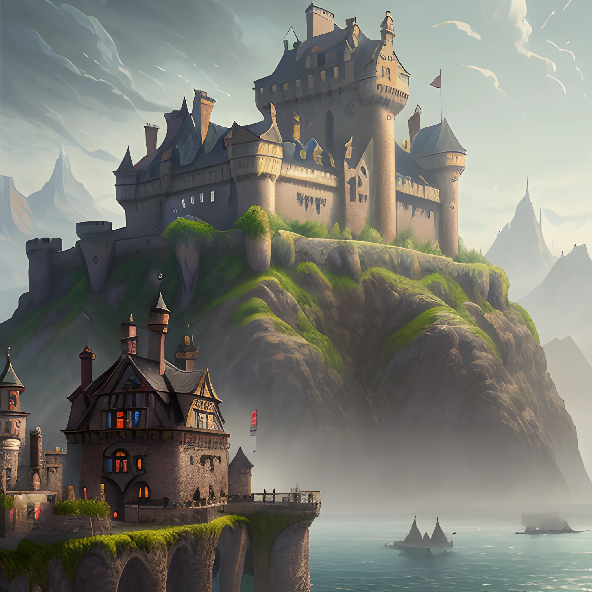 merchant, fat merchant, castle in the background, 8k, high resolution, high quality, photorealistic, hyperealistic, detailed, detailed matte painting, deep color, fantastical, intricate detail, splash screen, complementary colors, fantasy concept art, 8k resolution trending on Artstation Unreal Engine 5