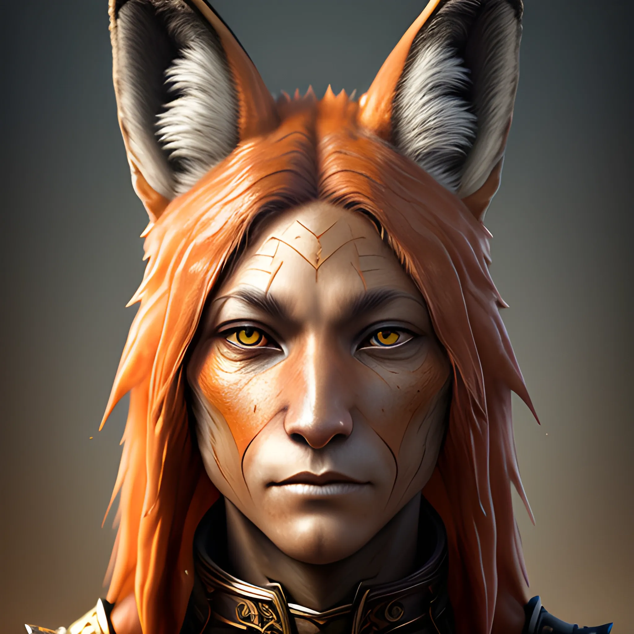 human with fox head, male, high fantasy, 8k, high resolution, high quality, photorealistic, hyperealistic, detailed, detailed matte painting, deep color, fantastical, intricate detail, splash screen, complementary colors, fantasy concept art, 8k resolution trending on Artstation Unreal Engine 5