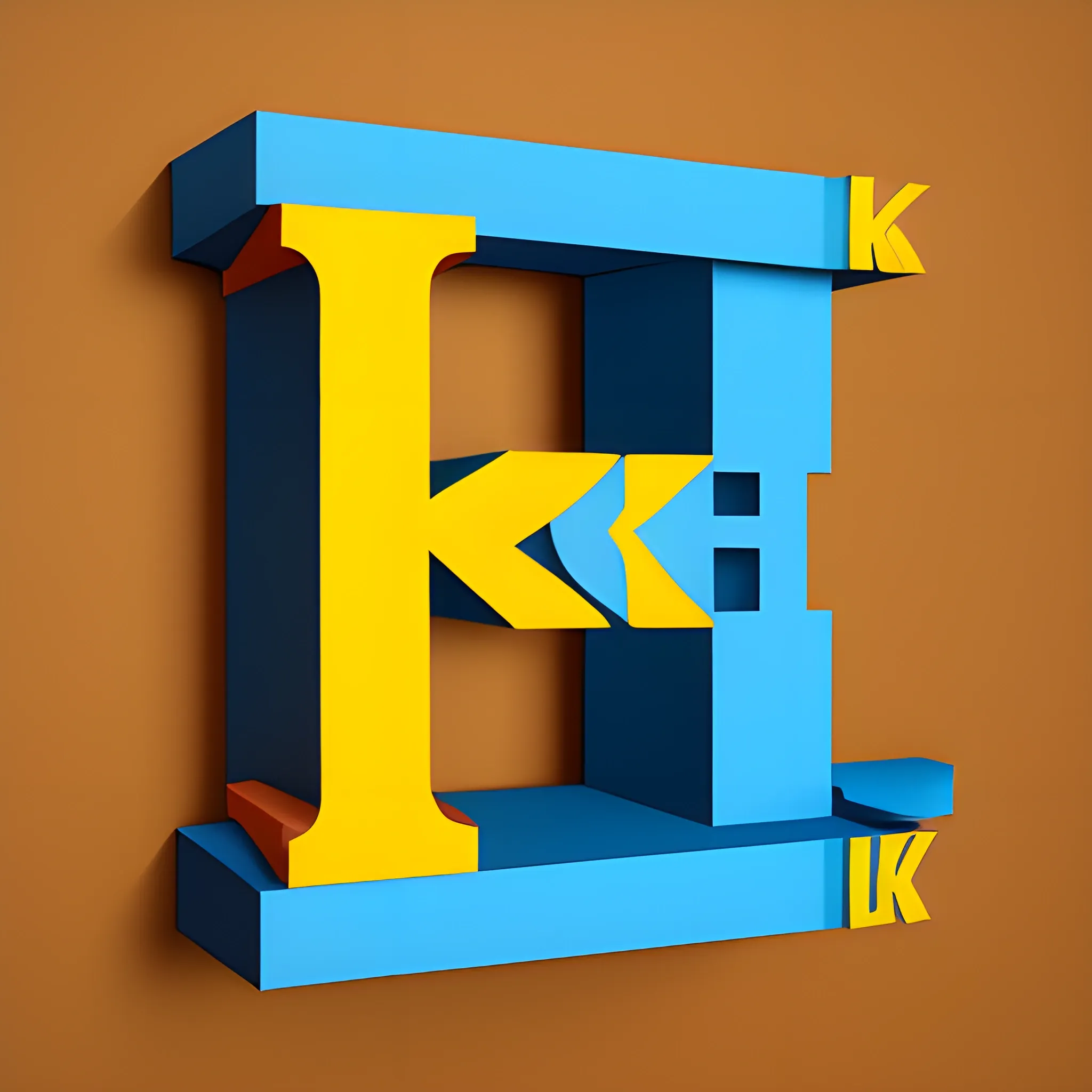 make art with using the letter K and the letter M in 3D style