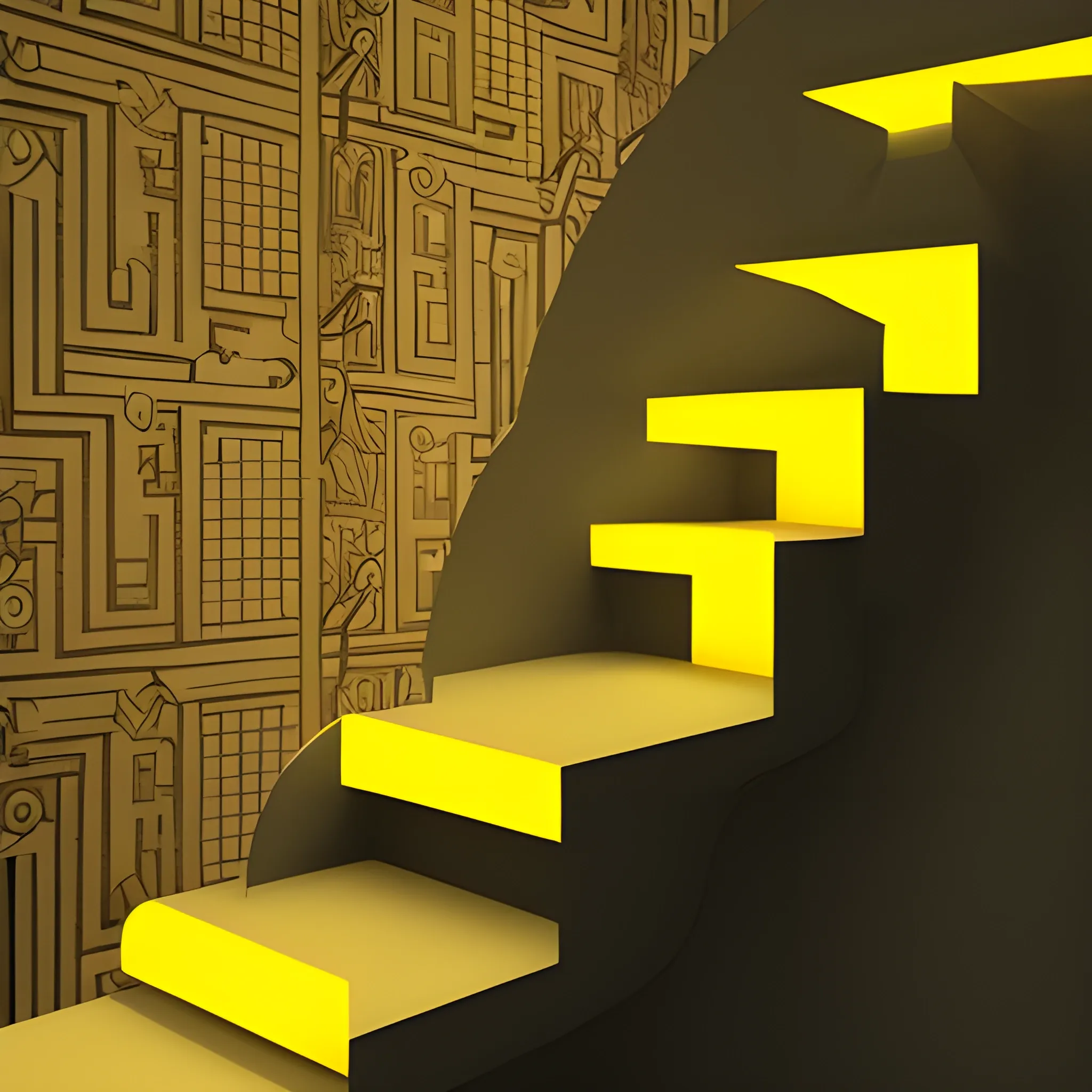 make art in the same style as Cornelis Escher, with using a lighting bold.