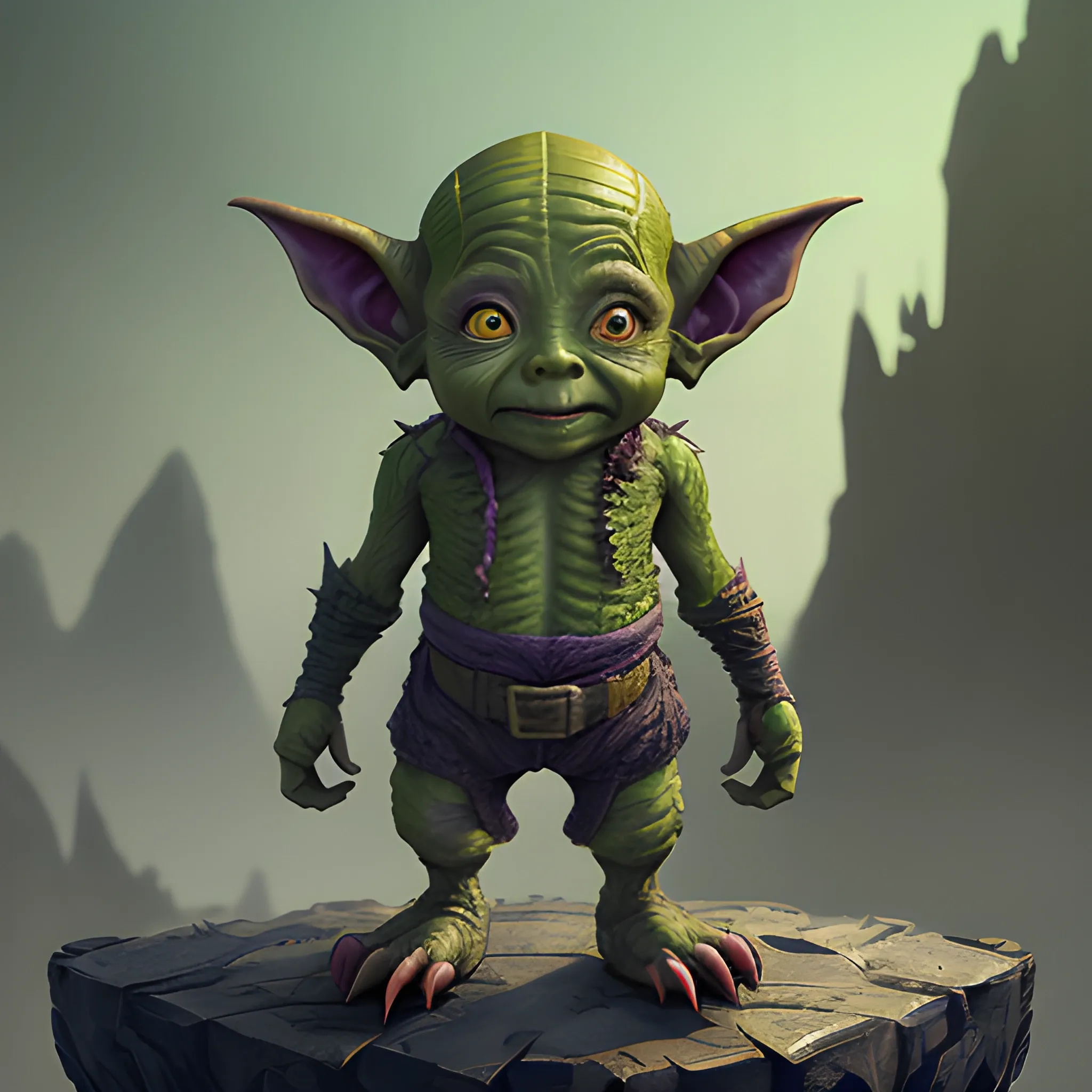 short goblin, green goblin, full body view, high fantasy, 8k, high resolution, high quality, photorealistic, hyperealistic, detailed, detailed matte painting, deep color, fantastical, intricate detail, splash screen, complementary colors, fantasy concept art, 8k resolution trending on Artstation Unreal Engine 5