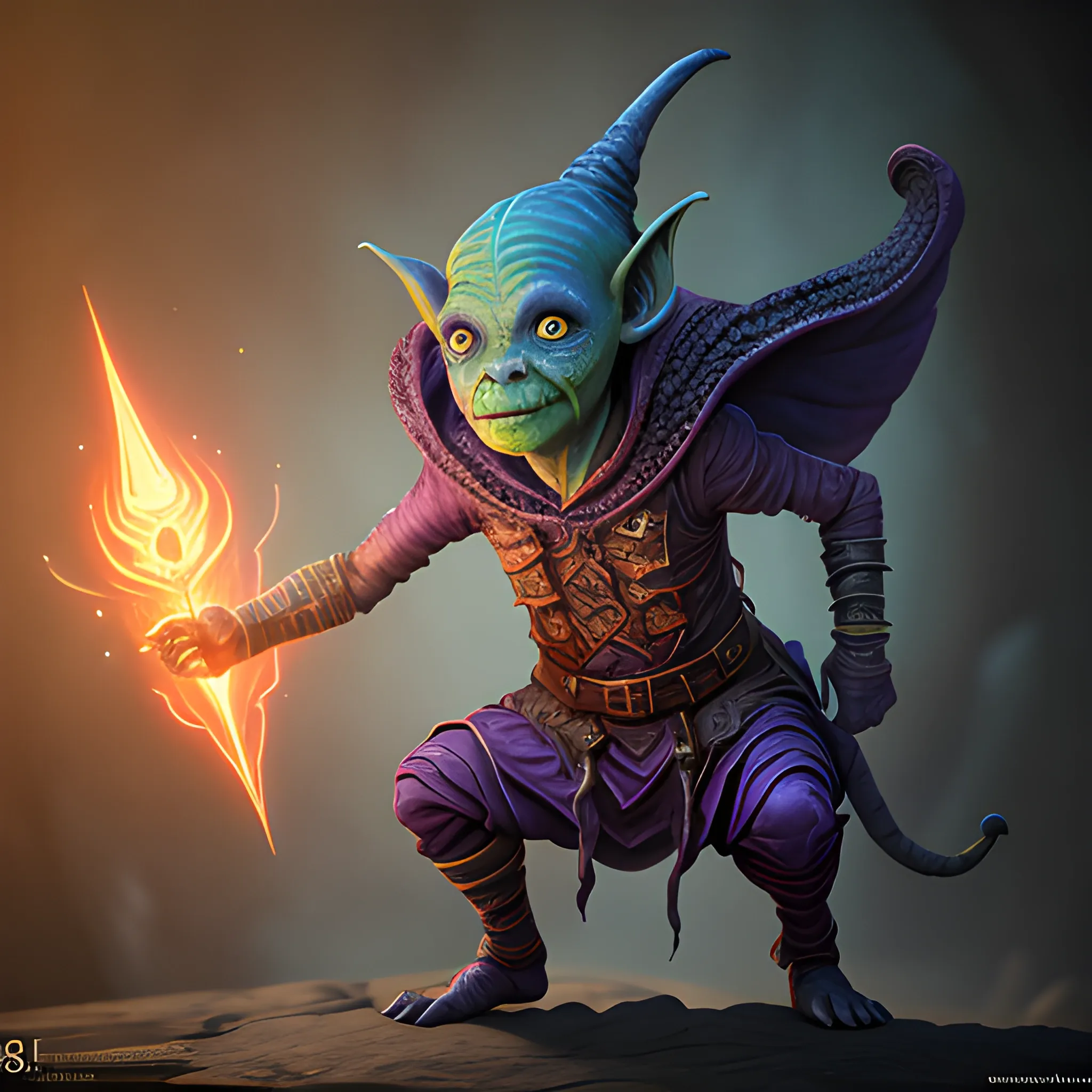 mage goblin, spell, magic, full body view, detailed face, high fantasy, 8k, high resolution, high quality, photorealistic, hyperealistic, detailed, detailed matte painting, deep color, fantastical, intricate detail, splash screen, complementary colors, fantasy concept art, 8k resolution trending on Artstation Unreal Engine 5