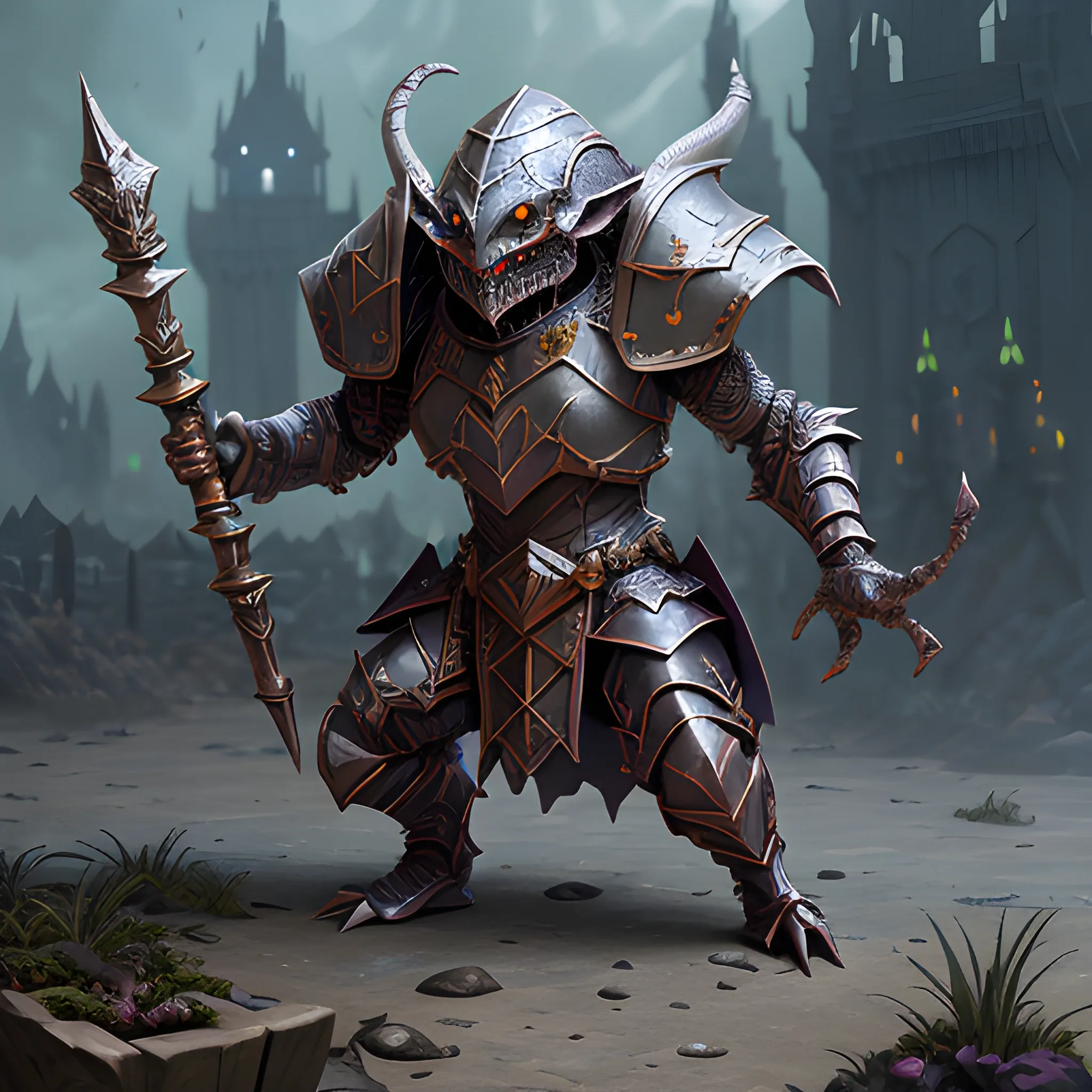 armored goblin with shield, spell, magic, full body view, detail ...