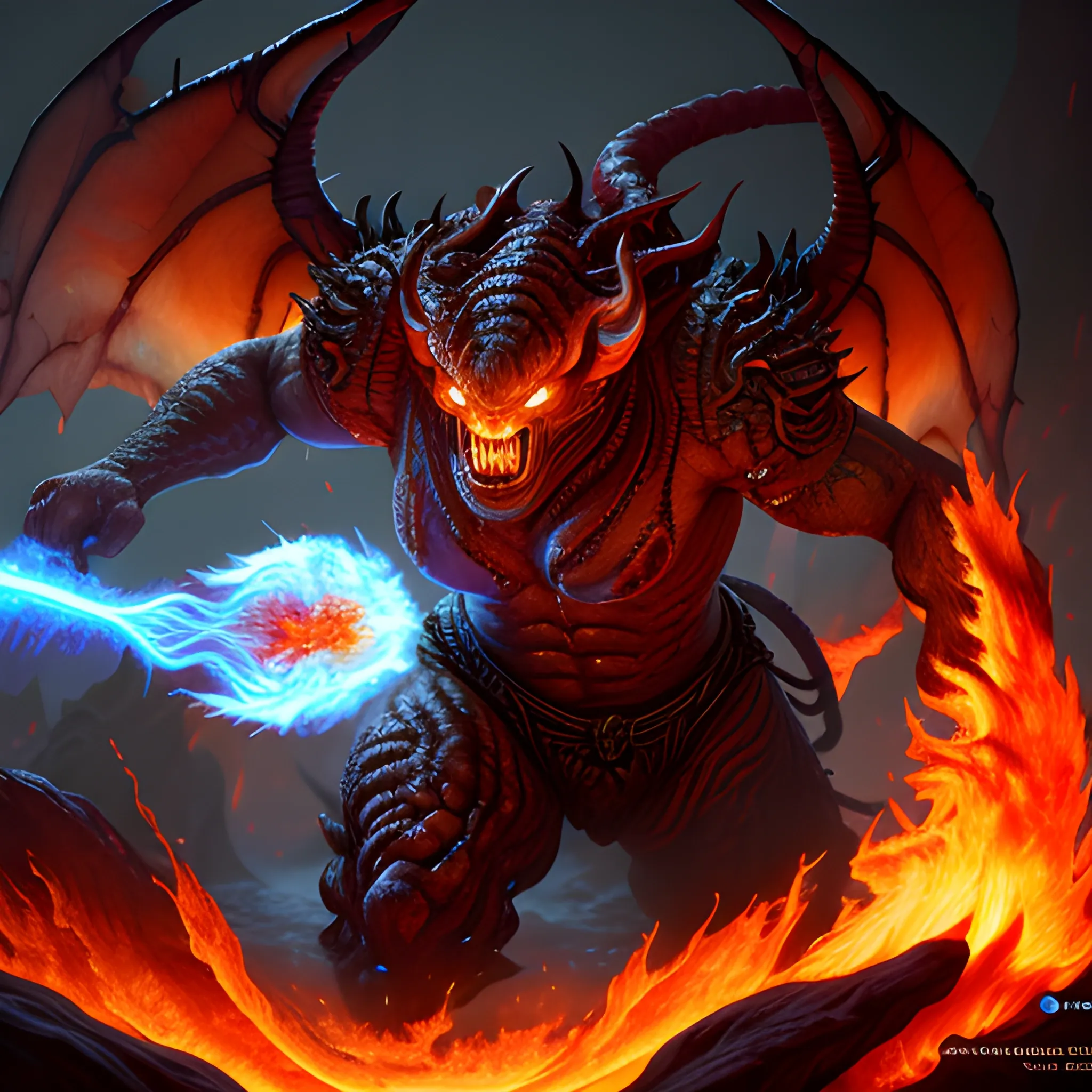 balrog, fire demon, big flame demon, fire, flames, high fantasy, 8k, high resolution, high quality, photorealistic, hyperealistic, detailed, detailed matte painting, deep color, fantastical, intricate detail, splash screen, complementary colors, fantasy concept art, 8k resolution trending on Artstation Unreal Engine 5