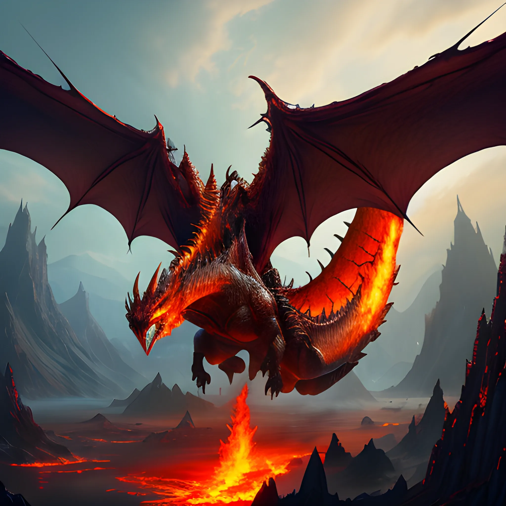 burning giant wyvern, fire and flames, high fantasy, 8k, high resolution, high quality, detailed, detailed matte painting, deep color, fantastical, intricate detail, splash screen, complementary colors, fantasy concept art, 8k resolution trending on Artstation Unreal Engine 5