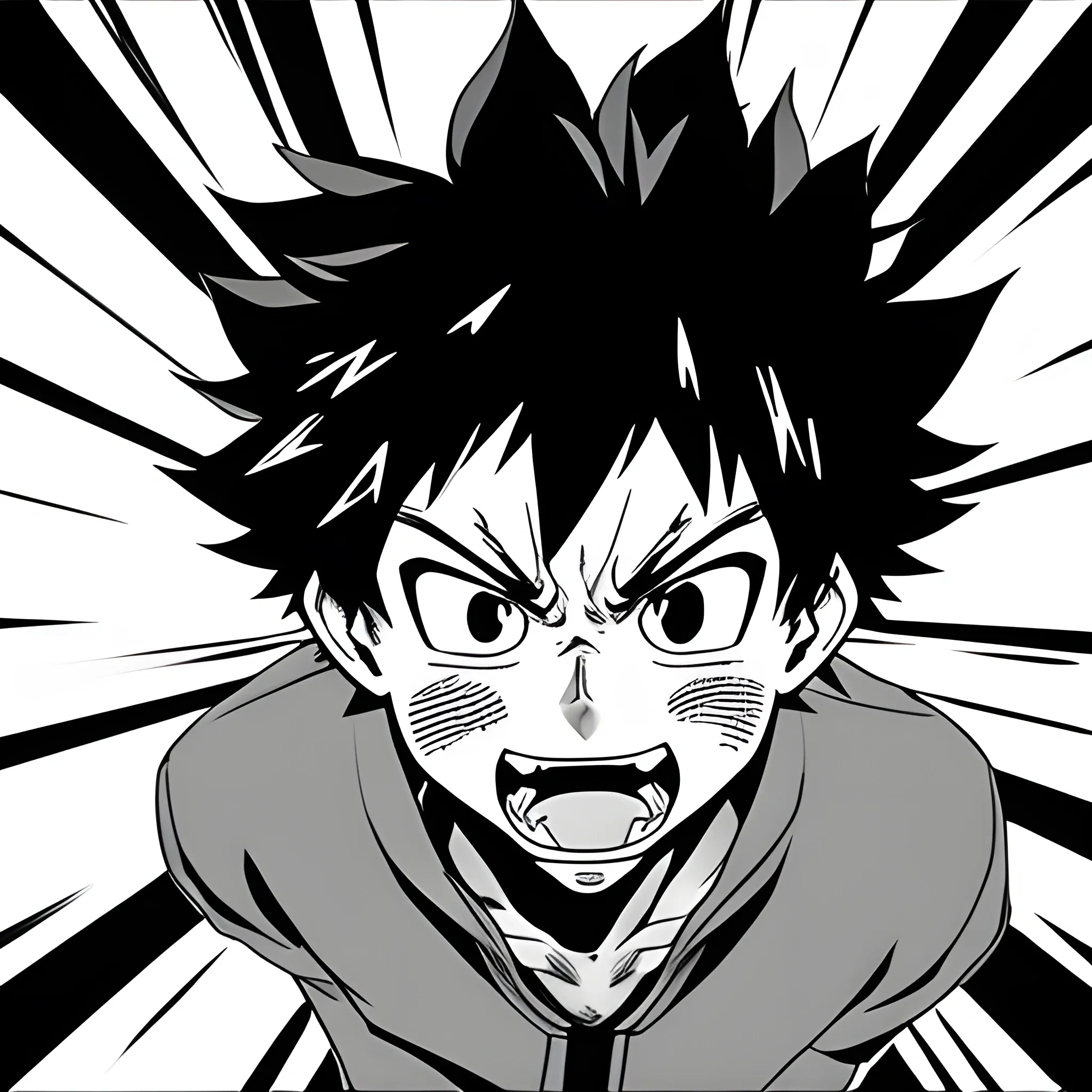 Izuku midoriya black and white , rage