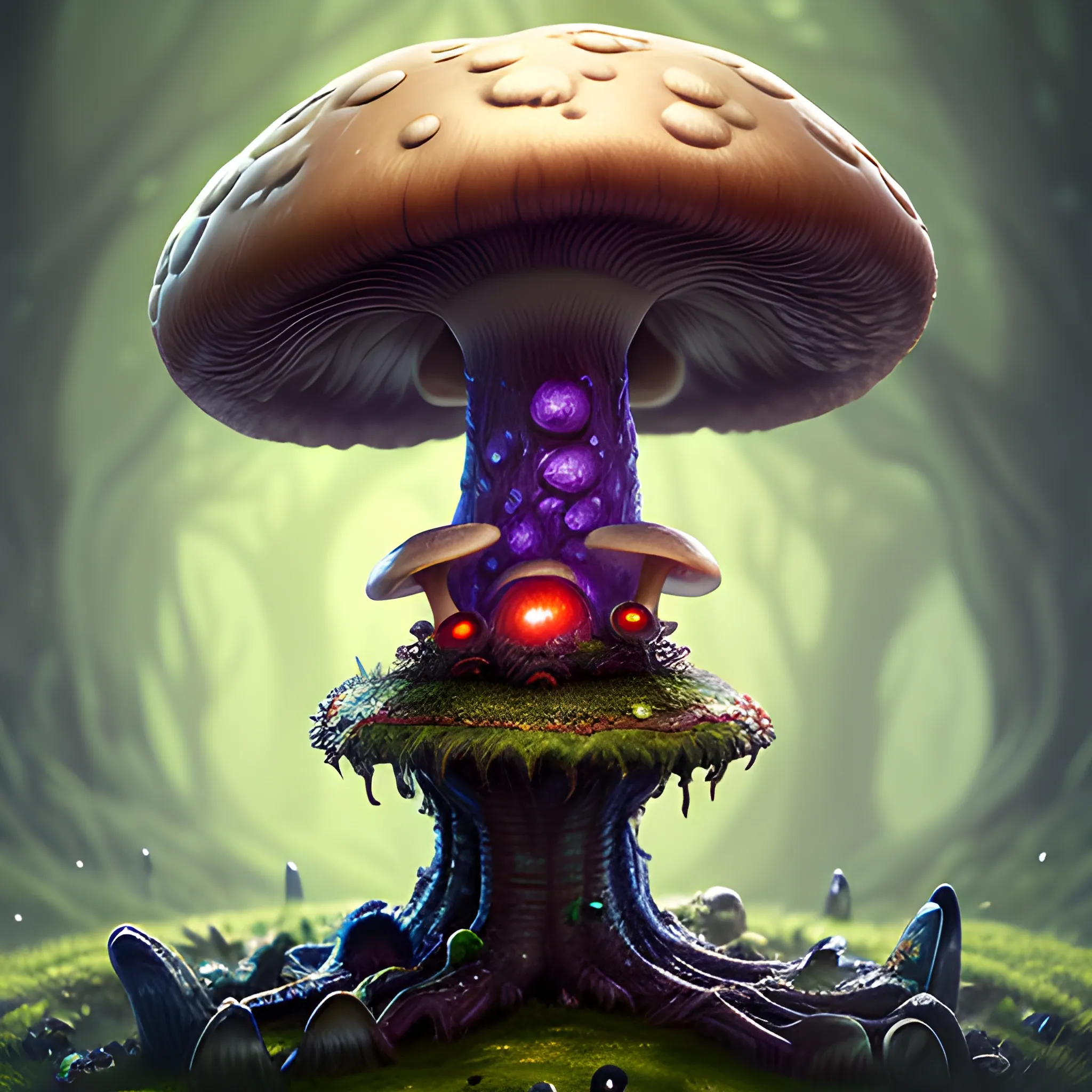 mushroom monster with legs and eyes, high fantasy, 8k, high reso ...