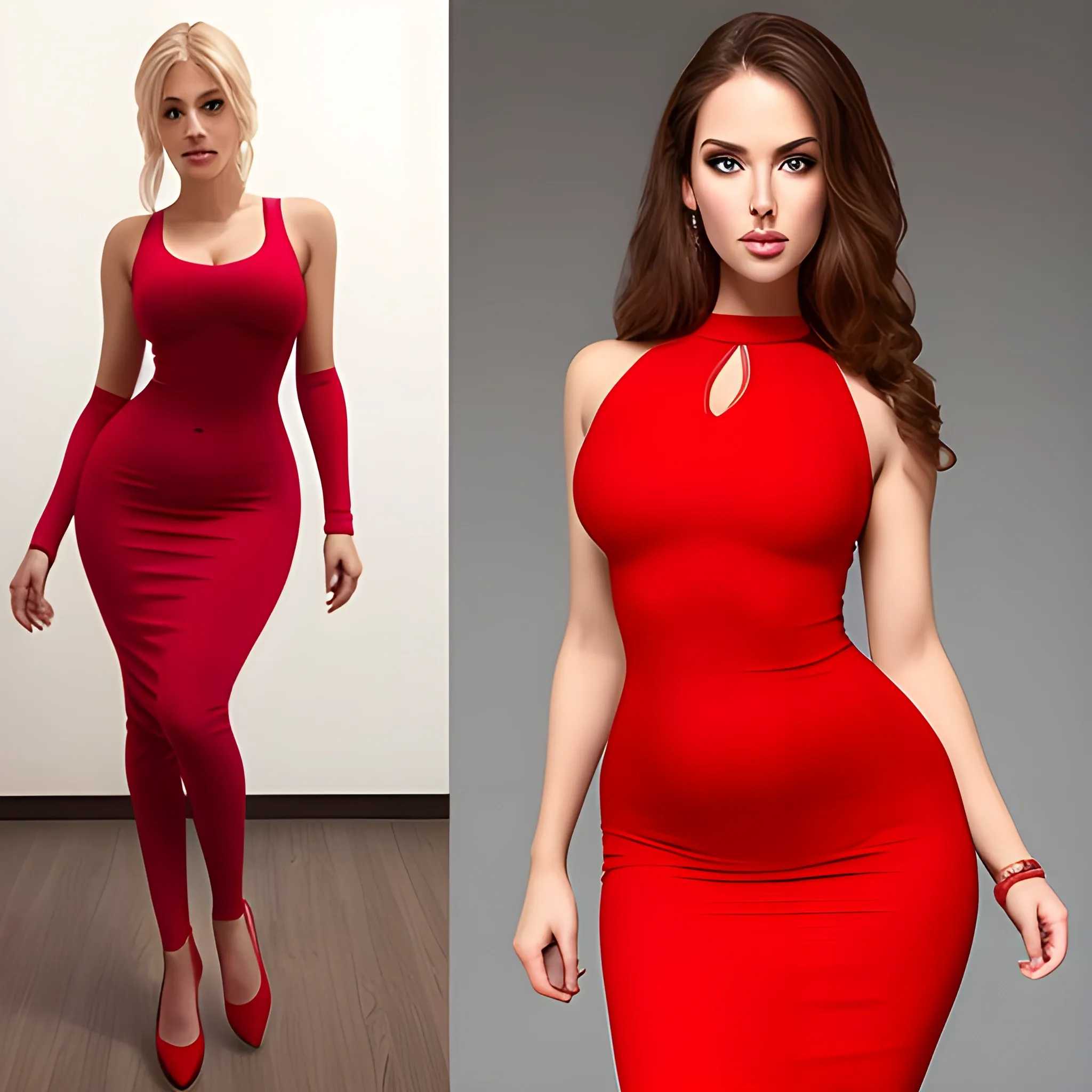 beautiful woman with an hourglass figure wearing a tight-fitting 