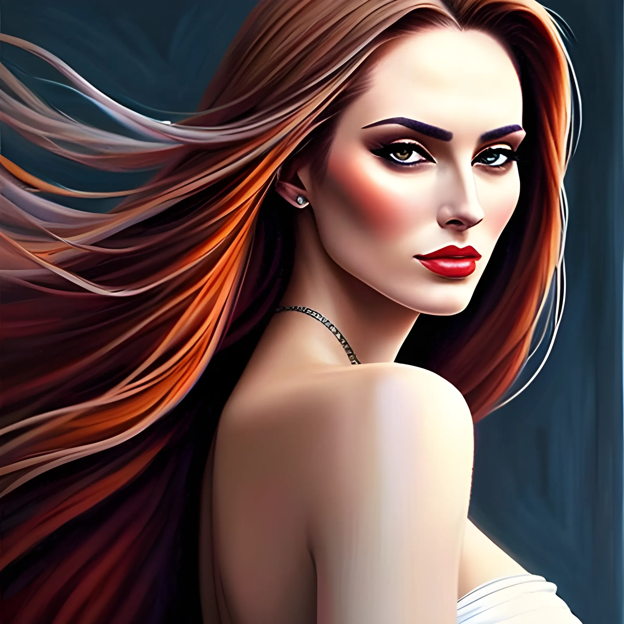 Modern girls, long hair, dramatic, realistic, dynamic, high-definition, beautiful, Oil Painting