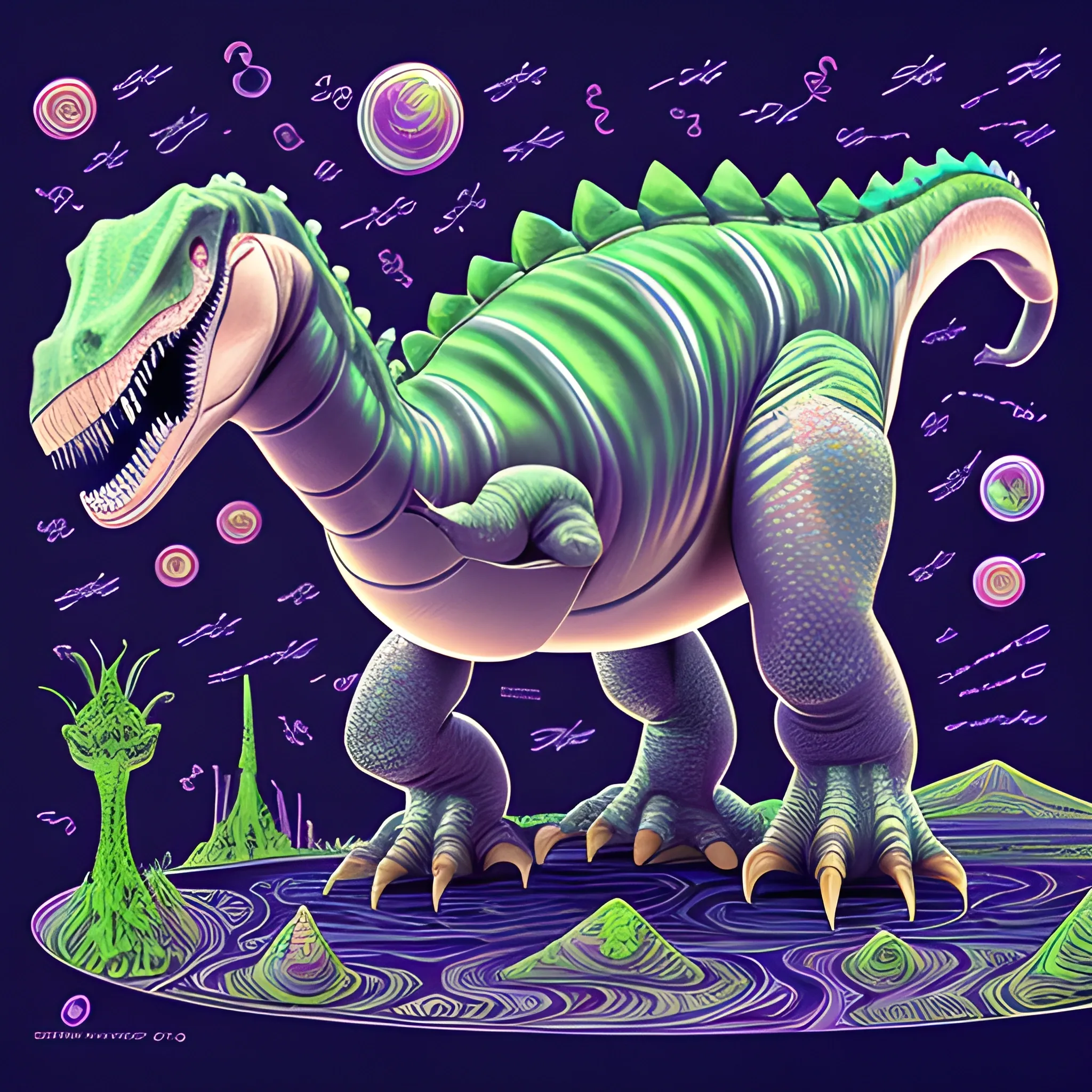 technological dinosaur, Trippy, Cartoon