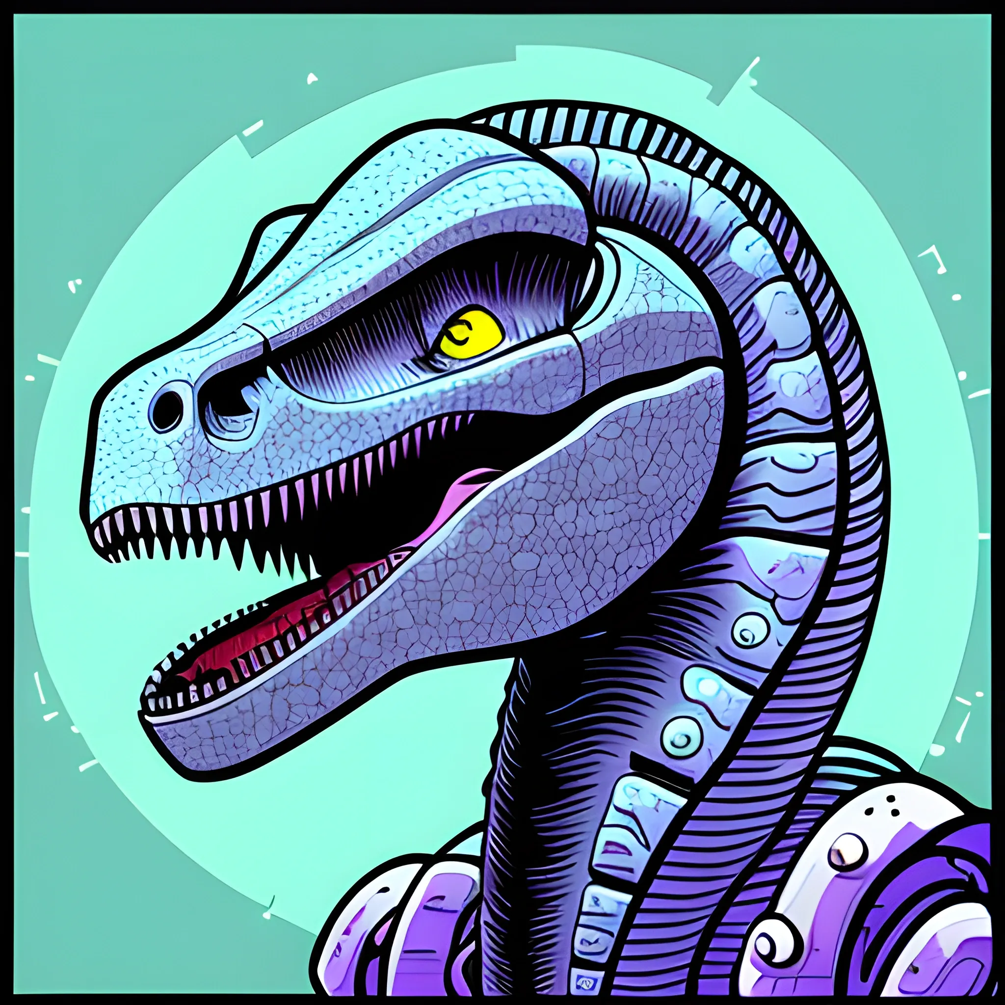 technological head dinosaur, Trippy, Cartoon