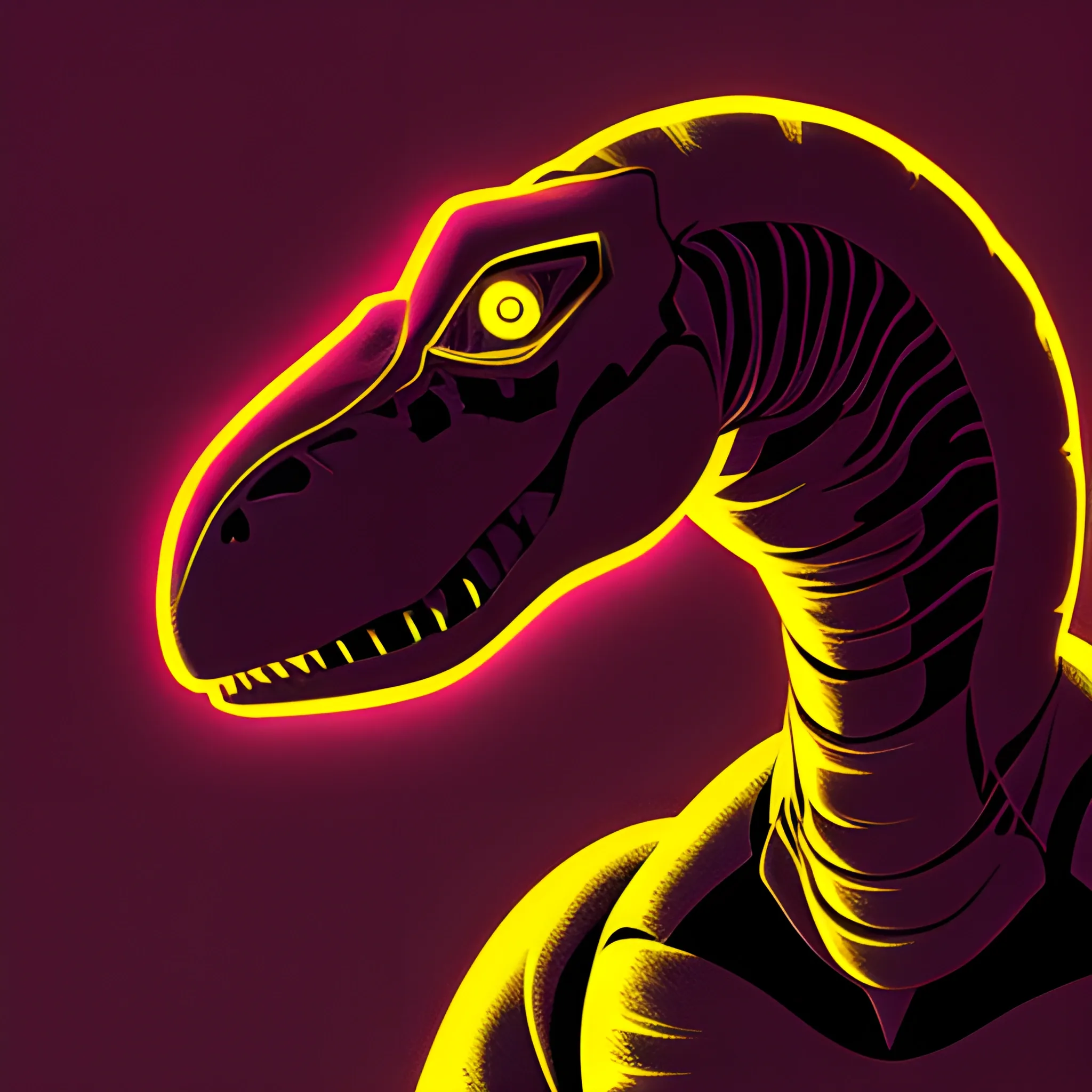 technological head dinosaur in shadow, Trippy, Cartoon