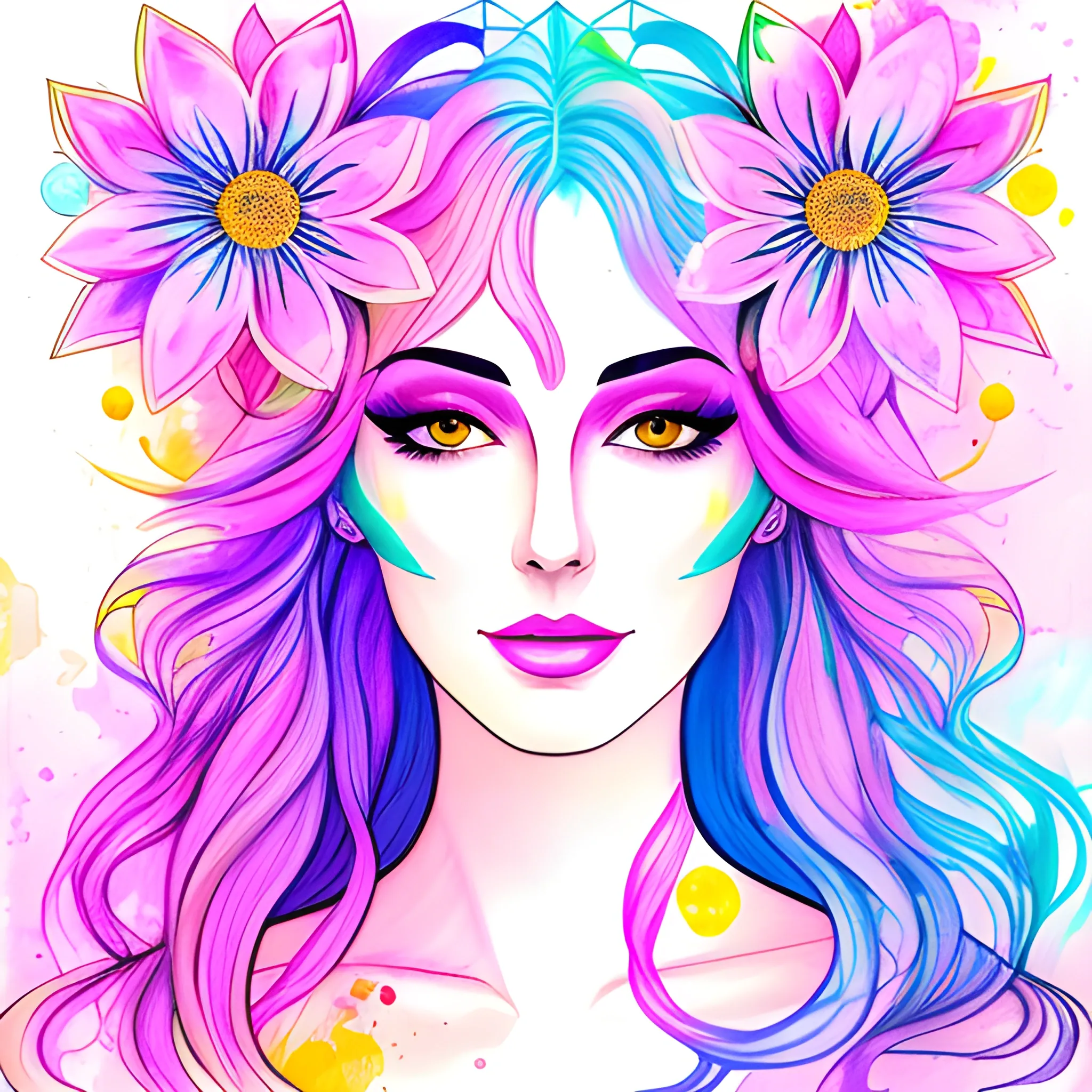 Beautiful girl, digitally drawn poster, pastel colors, simple ou ...