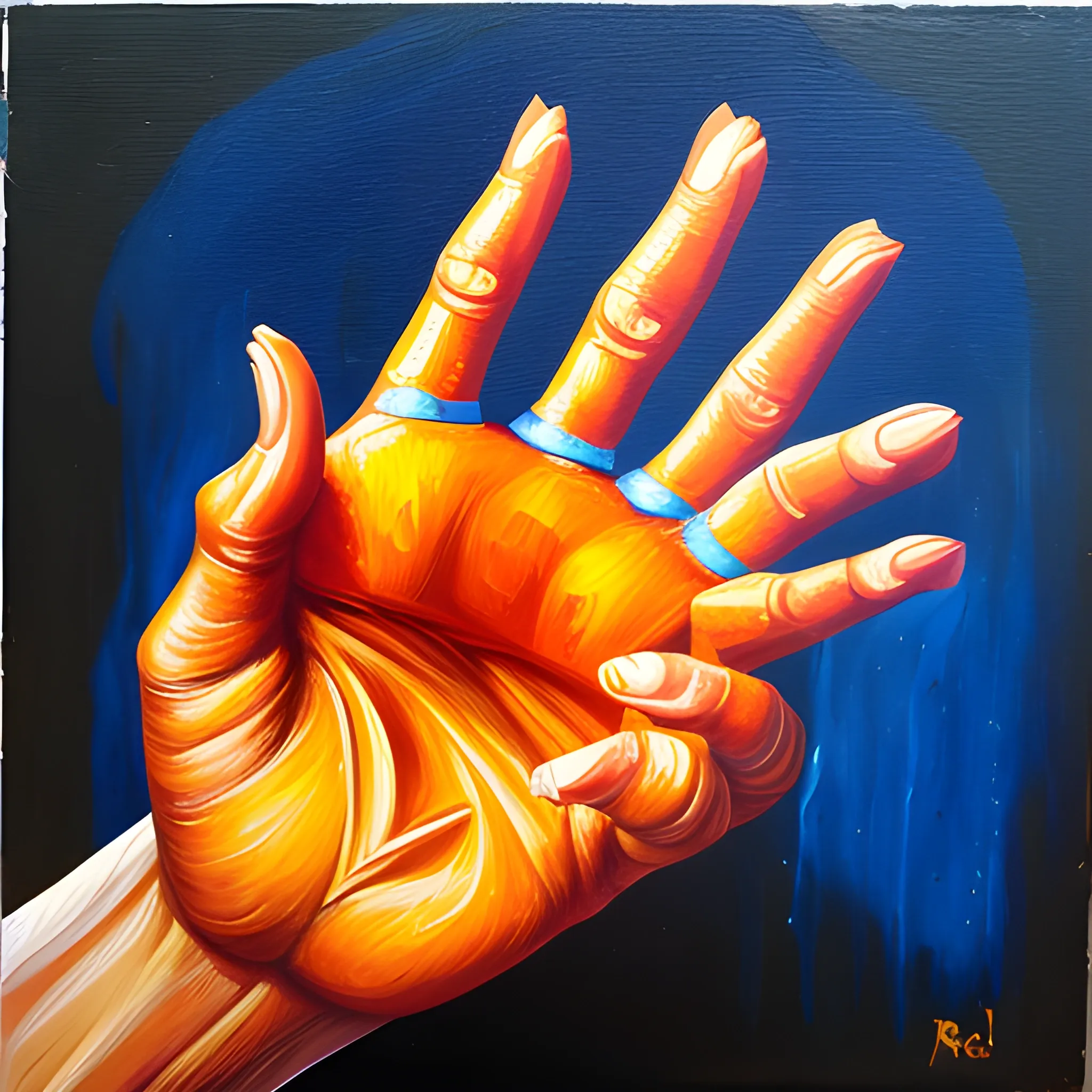 hand in mudra, Oil Painting