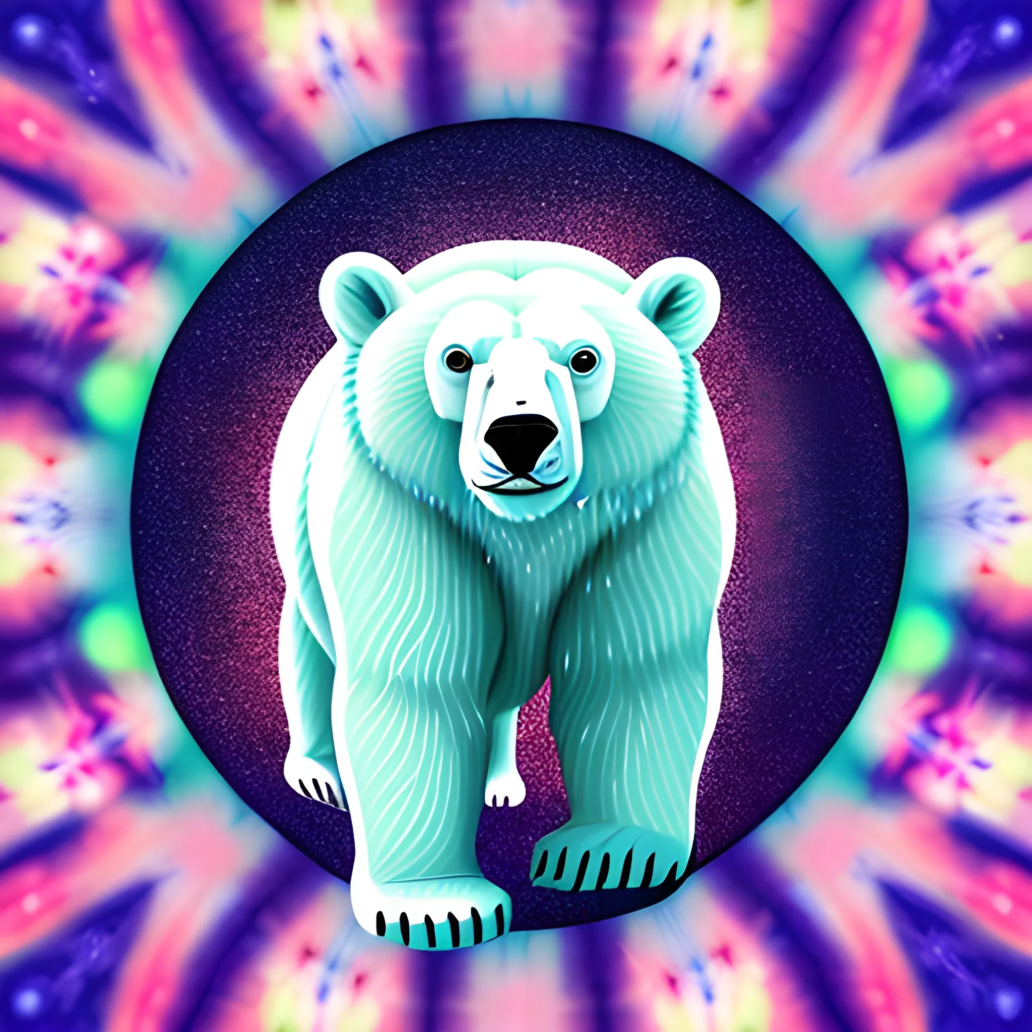 polar bear, Cartoon，furry male, Trippy