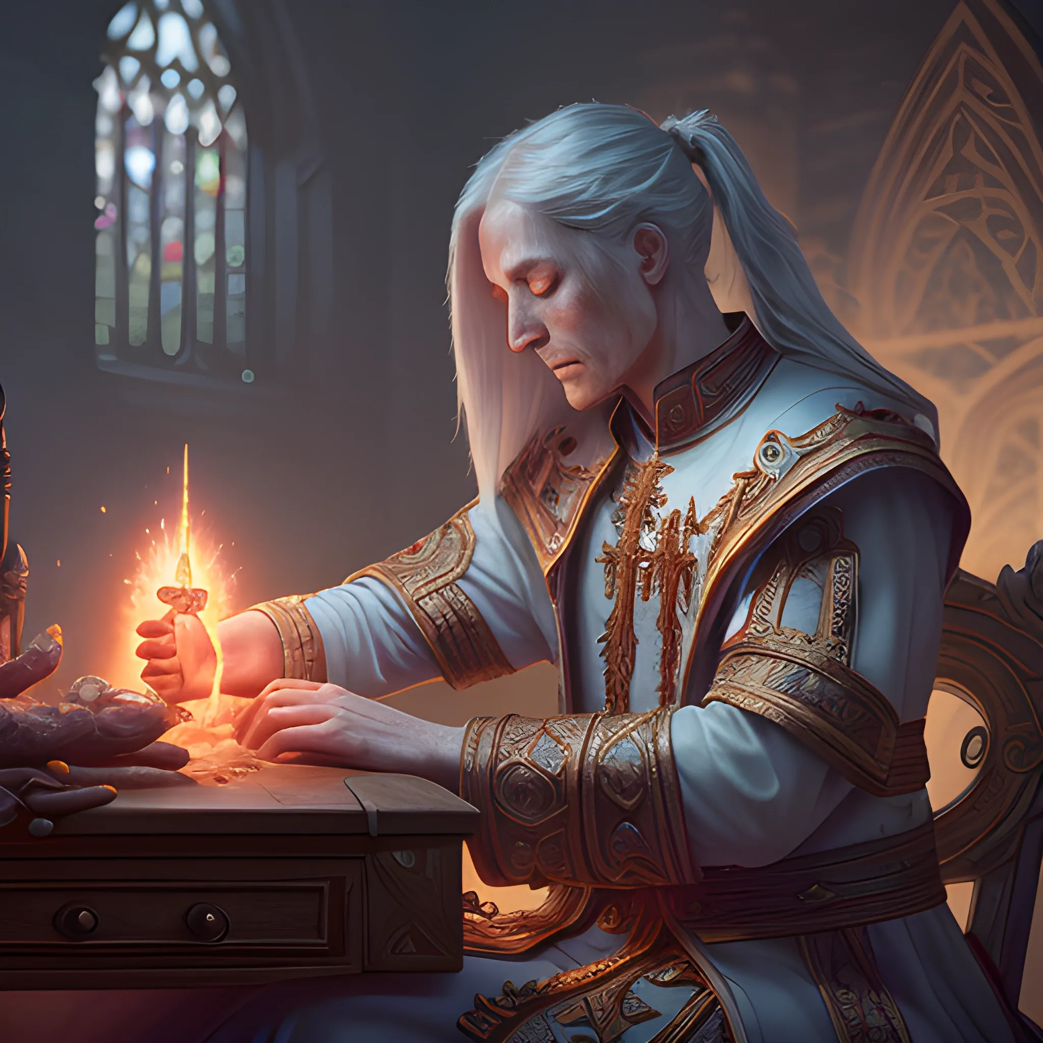 healing magic, priest is healing injured person, 8k, high resolution, high quality, insane detailed, detailed, detailed matte painting, deep color, fantastical, intricate detail, splash screen, complementary colors, fantasy concept art, 8k resolution trending on Artstation Unreal Engine 5