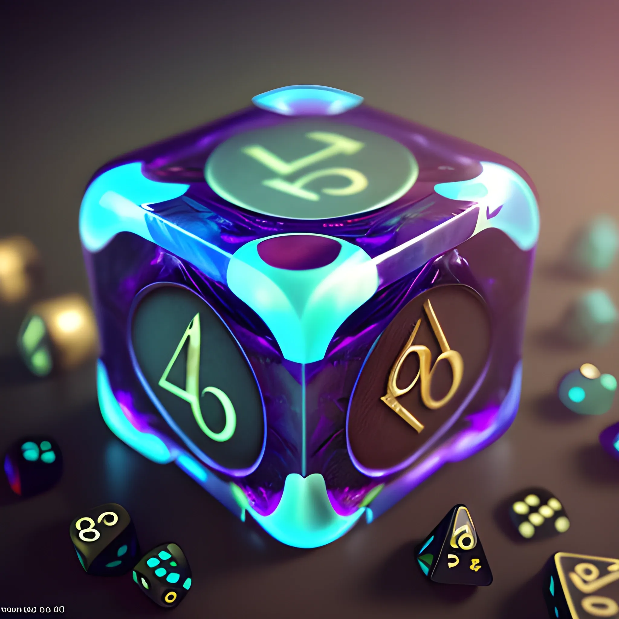 magic dice, dice d6, 8k, high resolution, high quality, photorealistic, hyperrealistic, detailed, detailed matte painting, deep color, fantastical, intricate detail, splash screen, complementary colors, fantasy concept art, 8k resolution trending on Artstation Unreal Engine 5