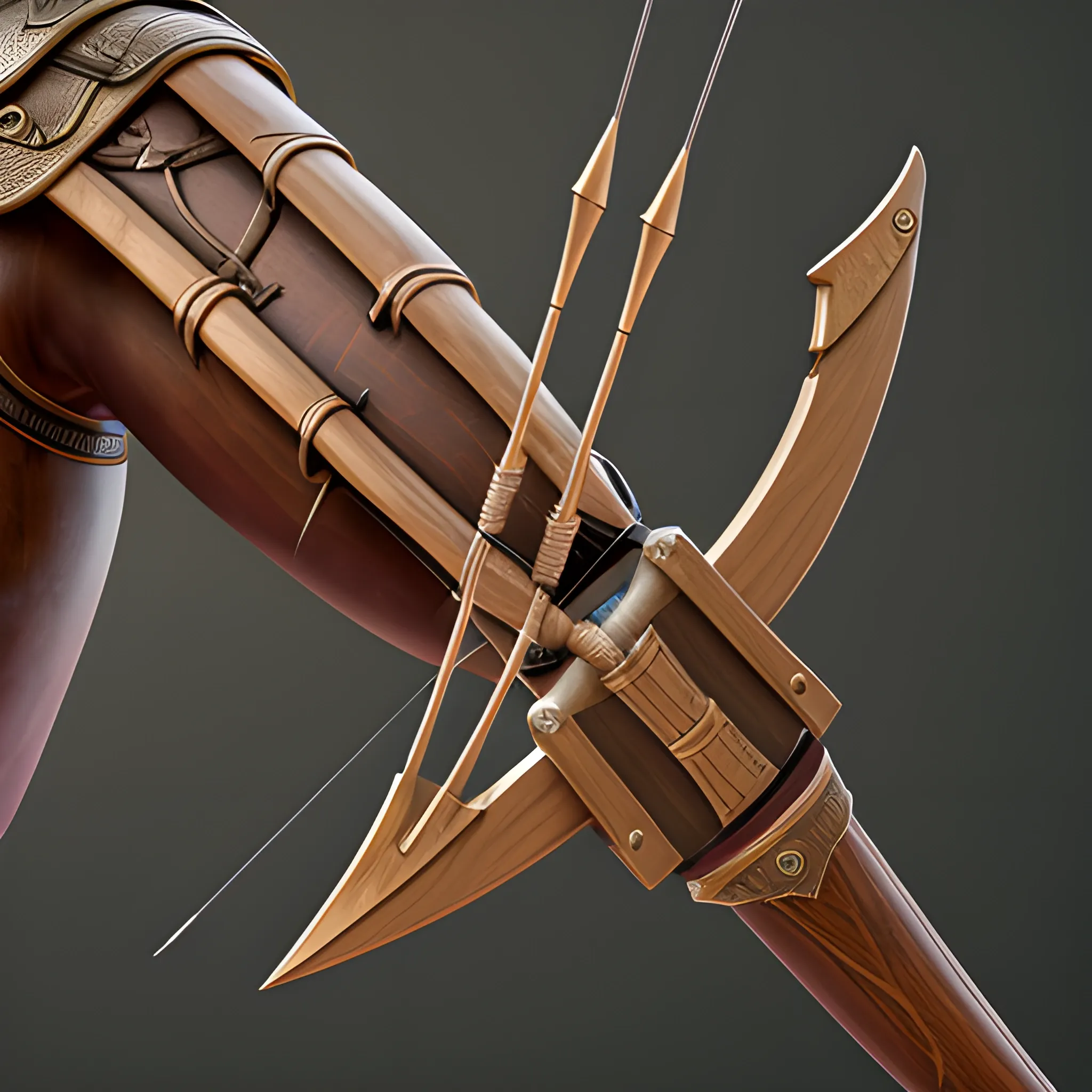 longbow with arrows, full view, 8k, high resolution, detailed