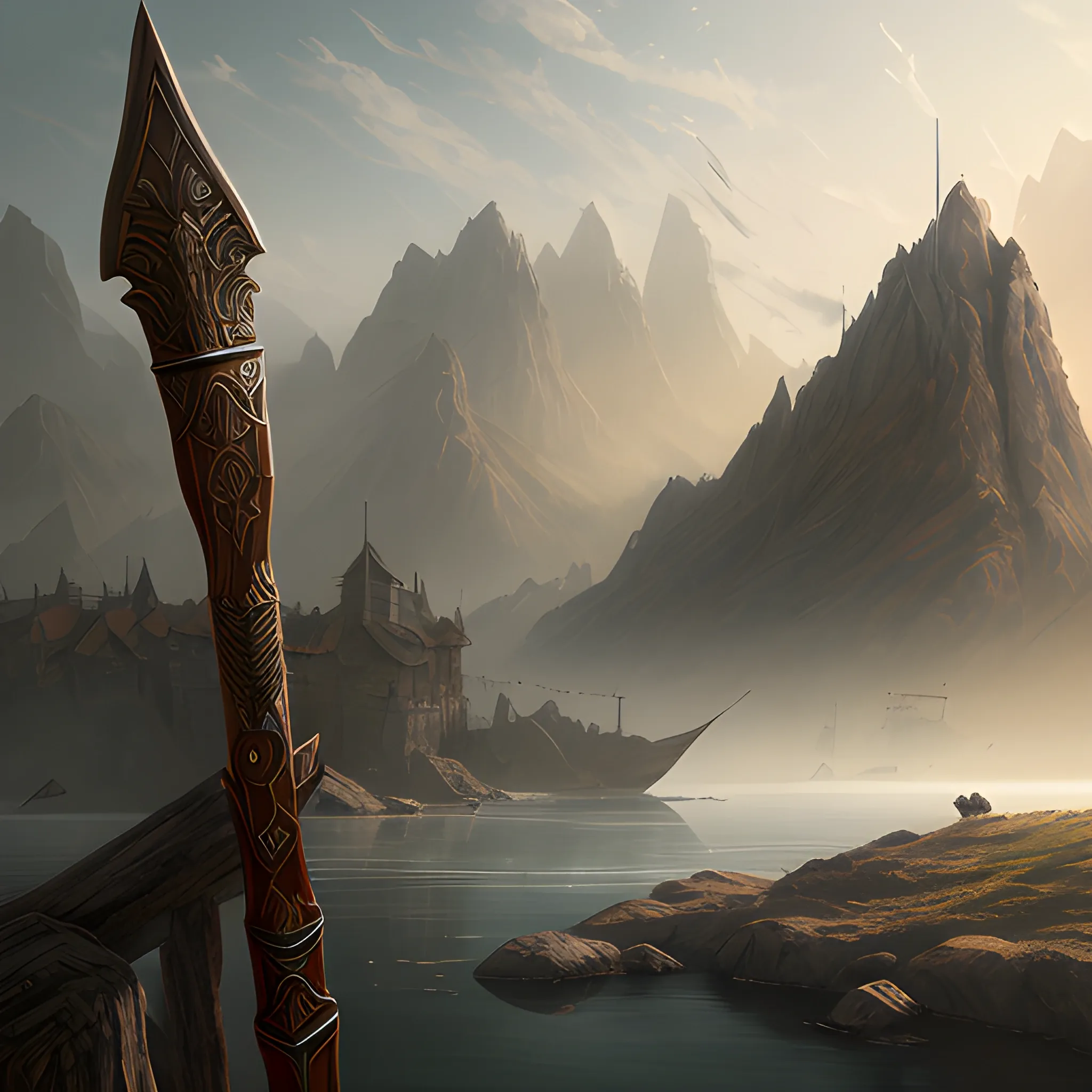 simple longbow, battle wooden longbow, high fantasy, 8k, high resolution, high quality, photorealistic, hyperrealistic, detailed, detailed matte painting, deep color, fantastical, intricate detail, splash screen, complementary colors, fantasy concept art, 8k resolution trending on Artstation Unreal Engine