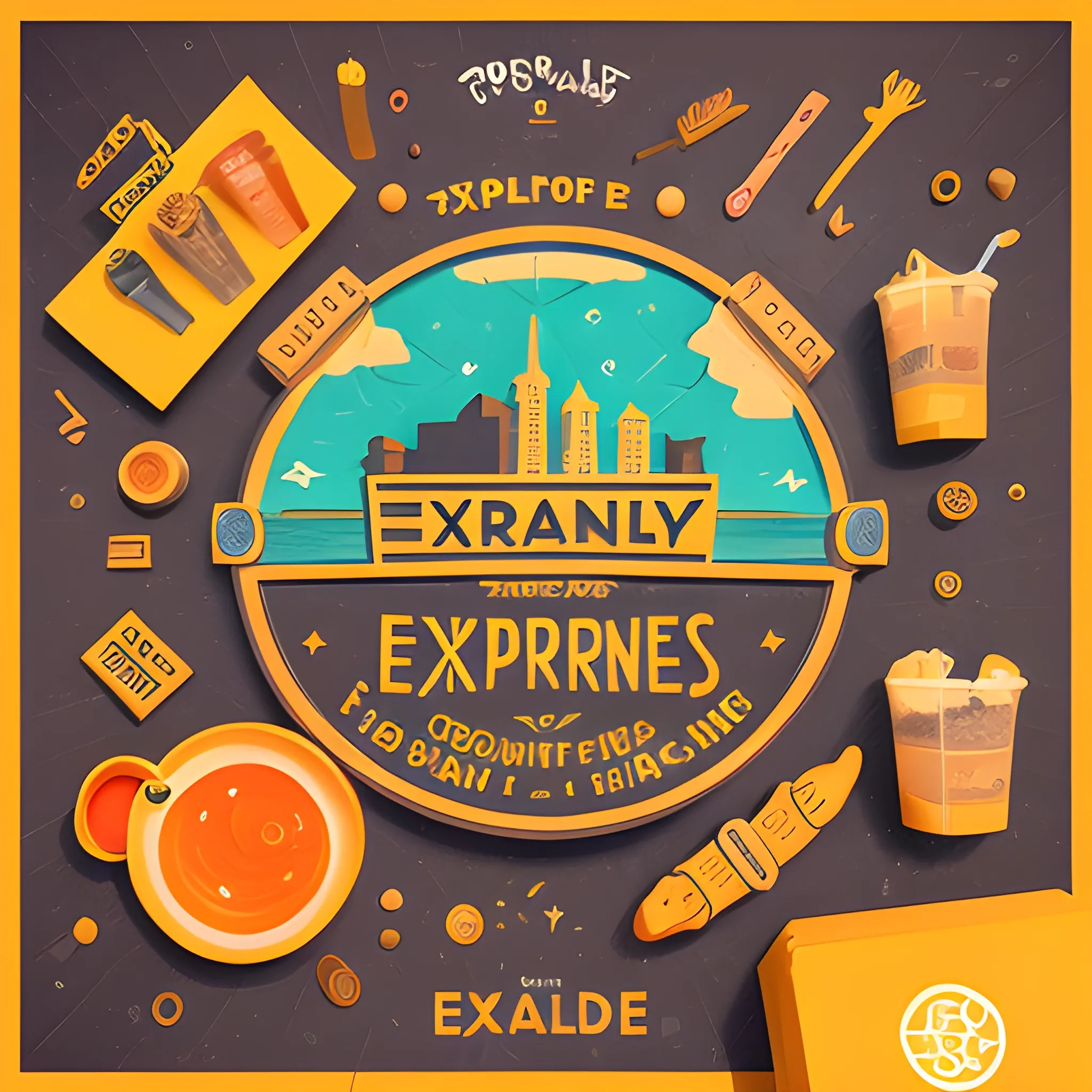 Brand Trendy life Content Shop explorers Eat, drink and have fun, 3D