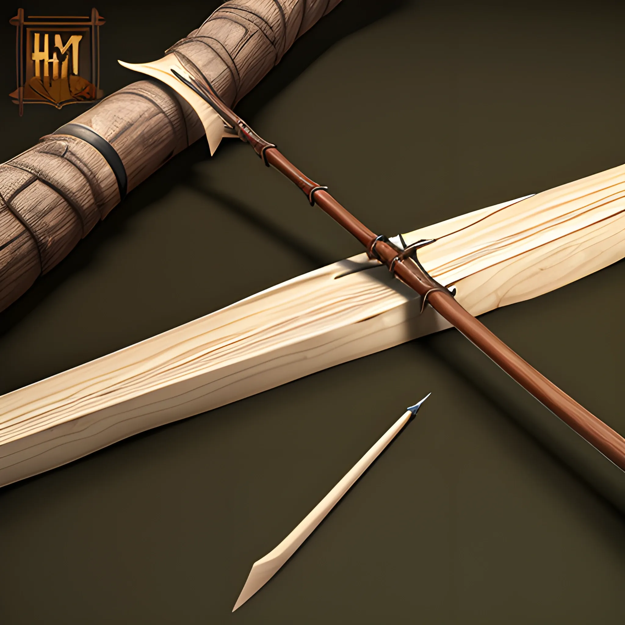 simple longbow, battle wooden longbow, high fantasy, 8k, high resolution, high quality, photorealistic, hyperrealistic, detailed