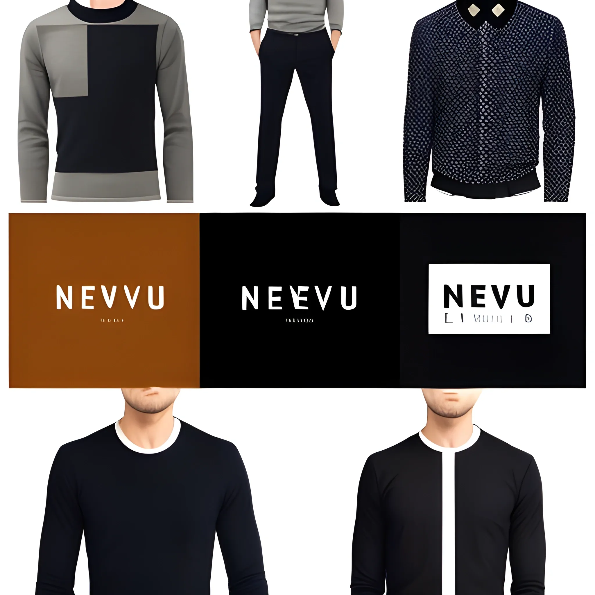 Create me a logo for my men's clothing brand Neveu. It is a brand that uses unusual fabrics and minimalist and basic designs to represent quality and exclusivity.
