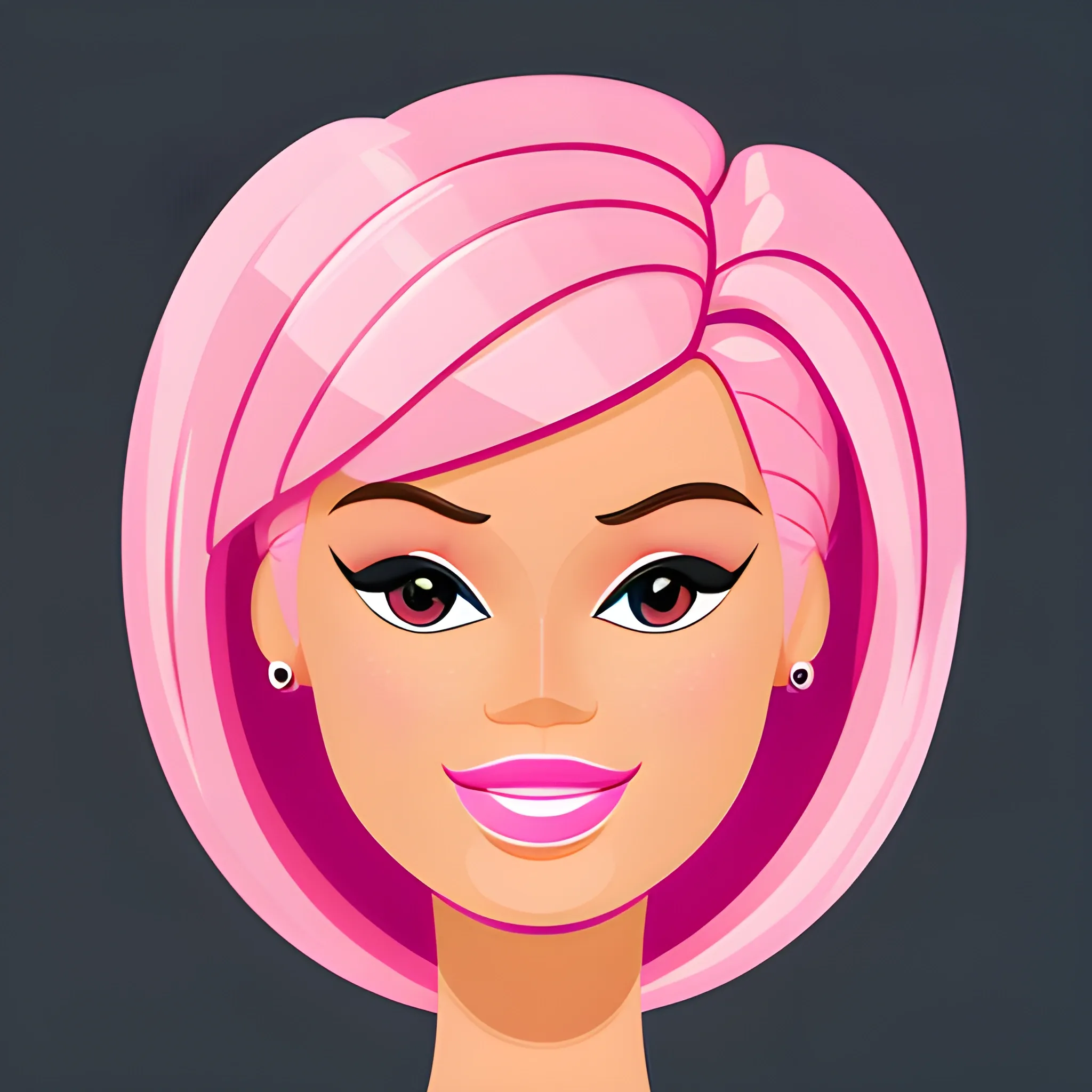 a barbie face, flat design, very detailed, clean, vector