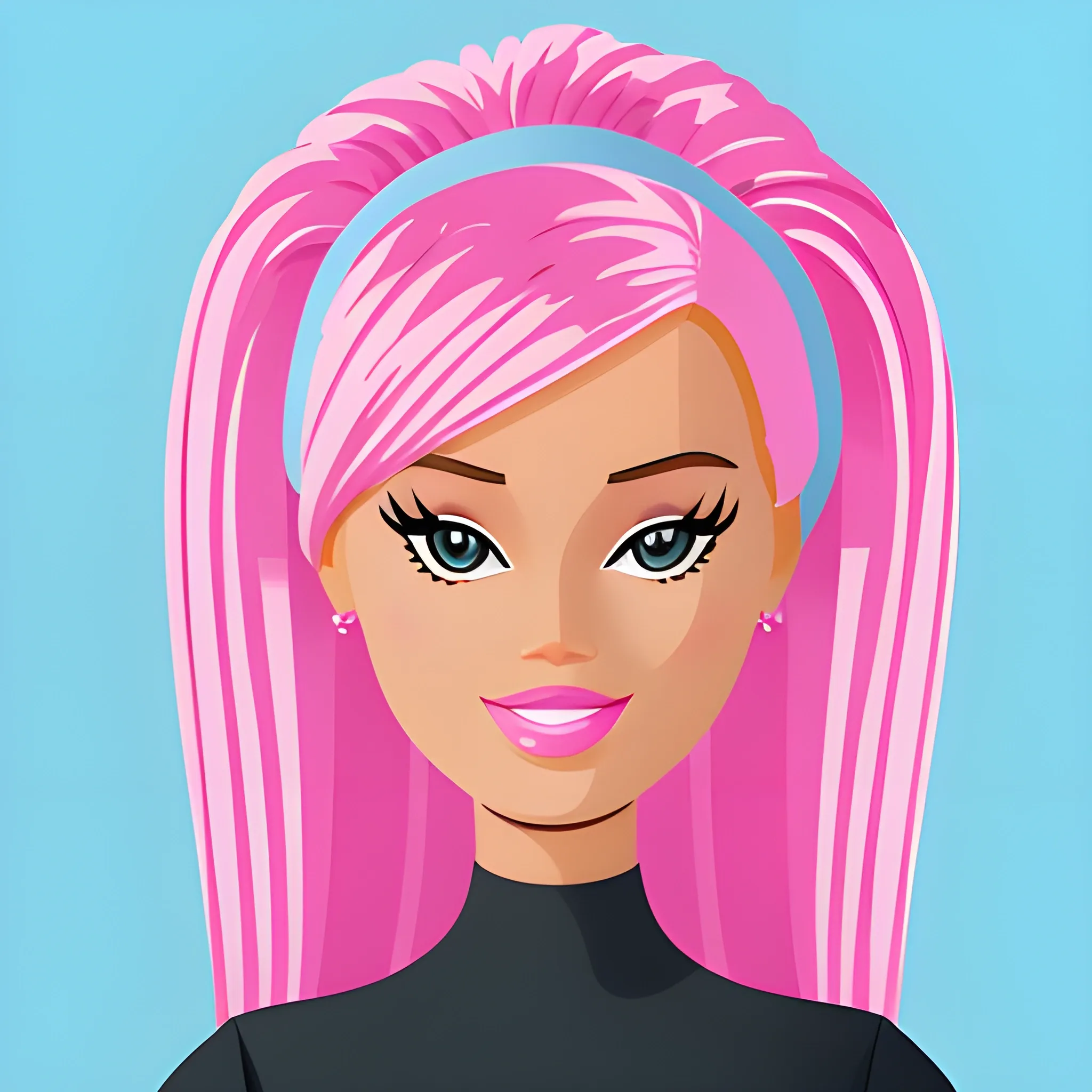 a barbie face, flat design, very detailed, clean, vector