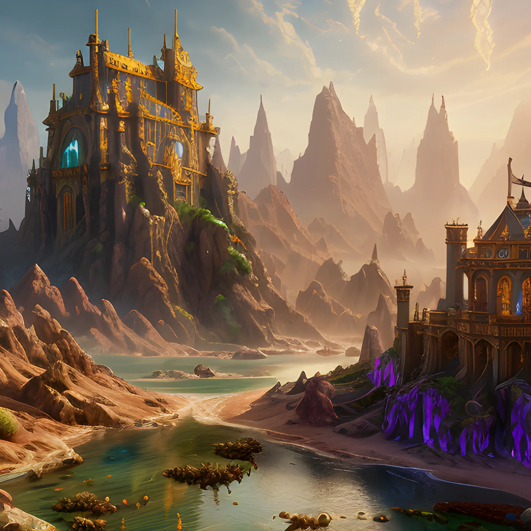 golden chest, high fantasy, 8k, high resolution, high quality, photorealistic, hyperrealistic, detailed, detailed matte painting, deep color, fantastical, intricate detail, splash screen, complementary colors, fantasy concept art, 8k resolution trending on Artstation Unreal Engine