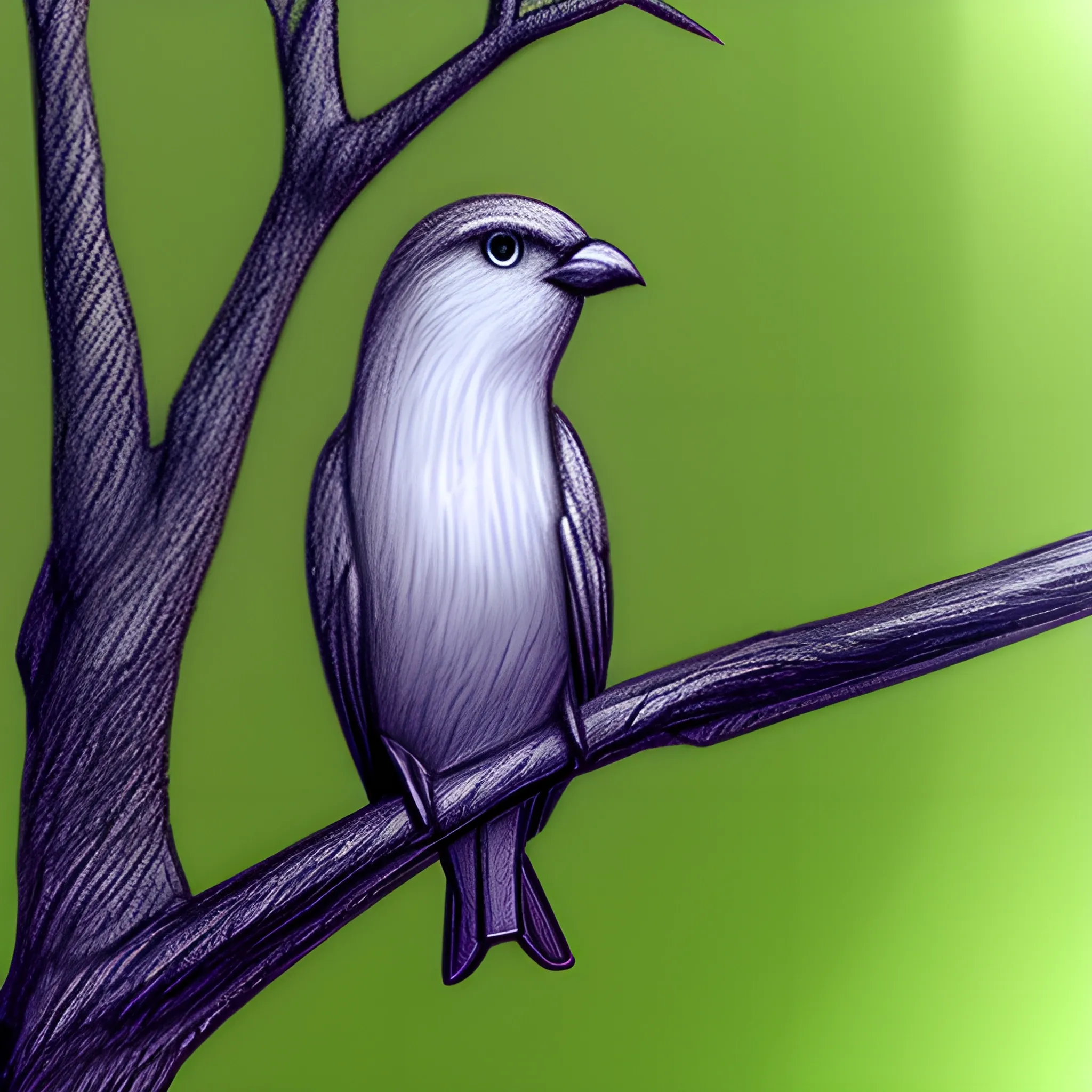 Original Charcoal Drawing Bird on Tree Branch Print of Black - Etsy
