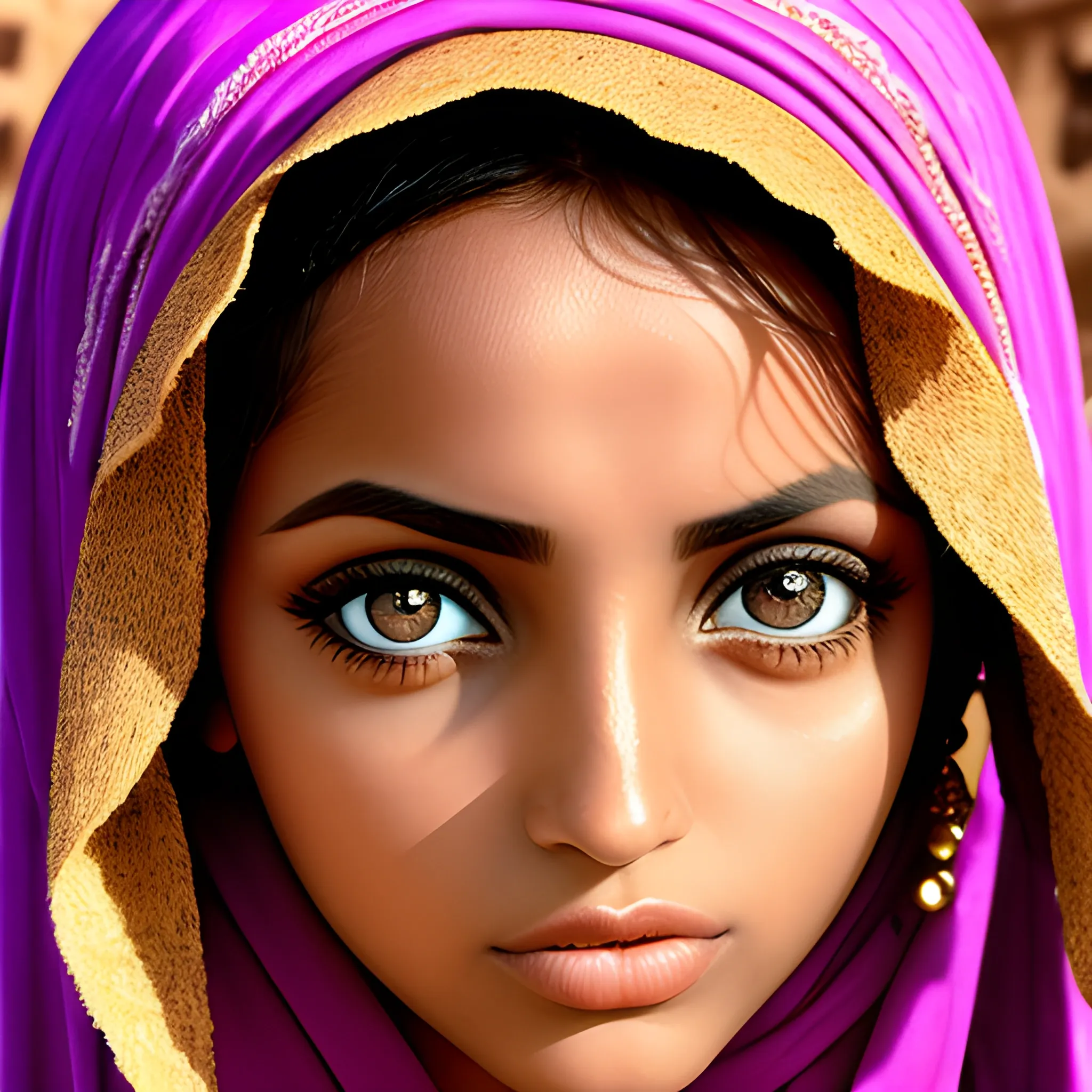 Moroccan beauty, big eyes, extreme picture quality, ambient light, exquisite facial features