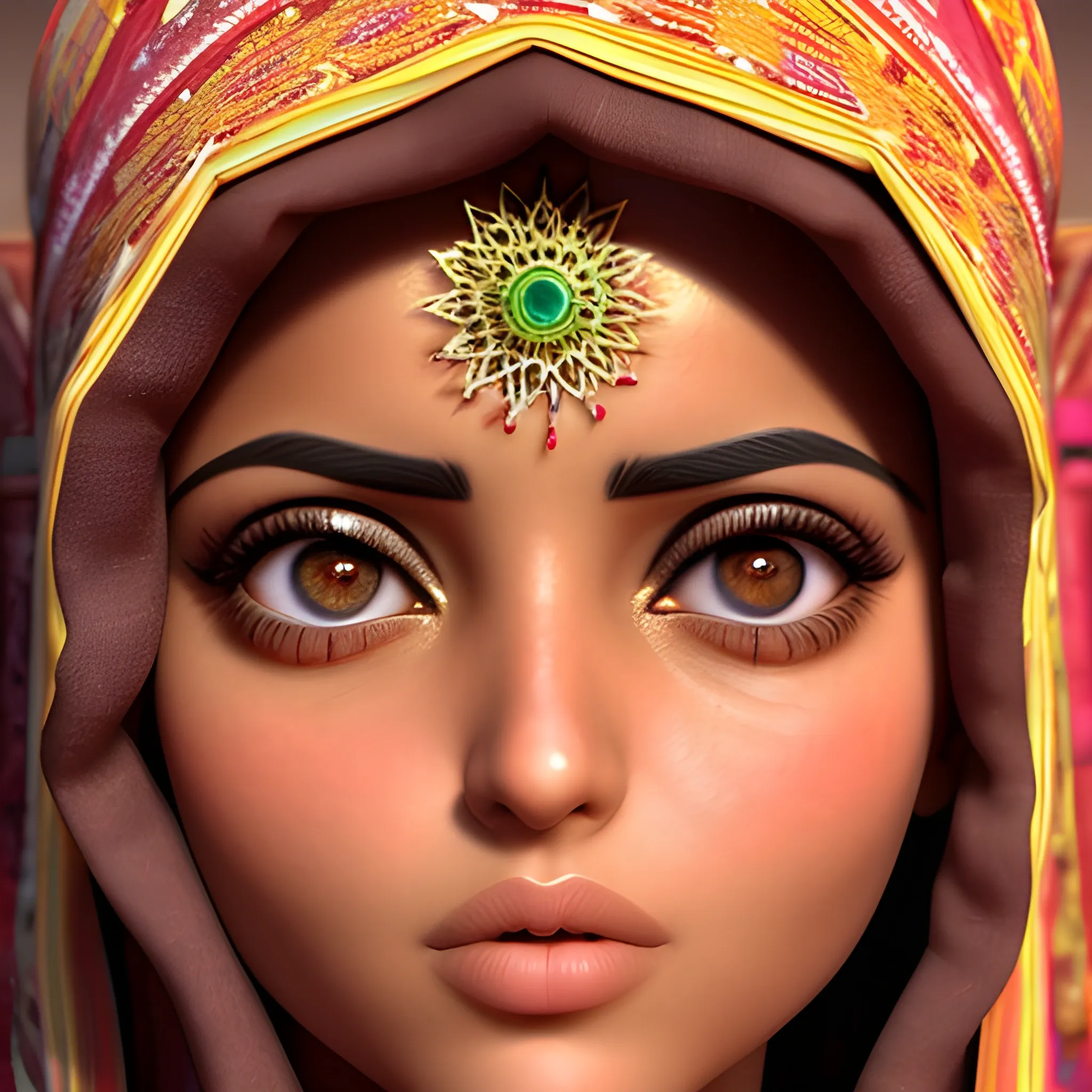 Moroccan beauty, big eyes, extreme picture quality, ambient light, exquisite facial features, 3D