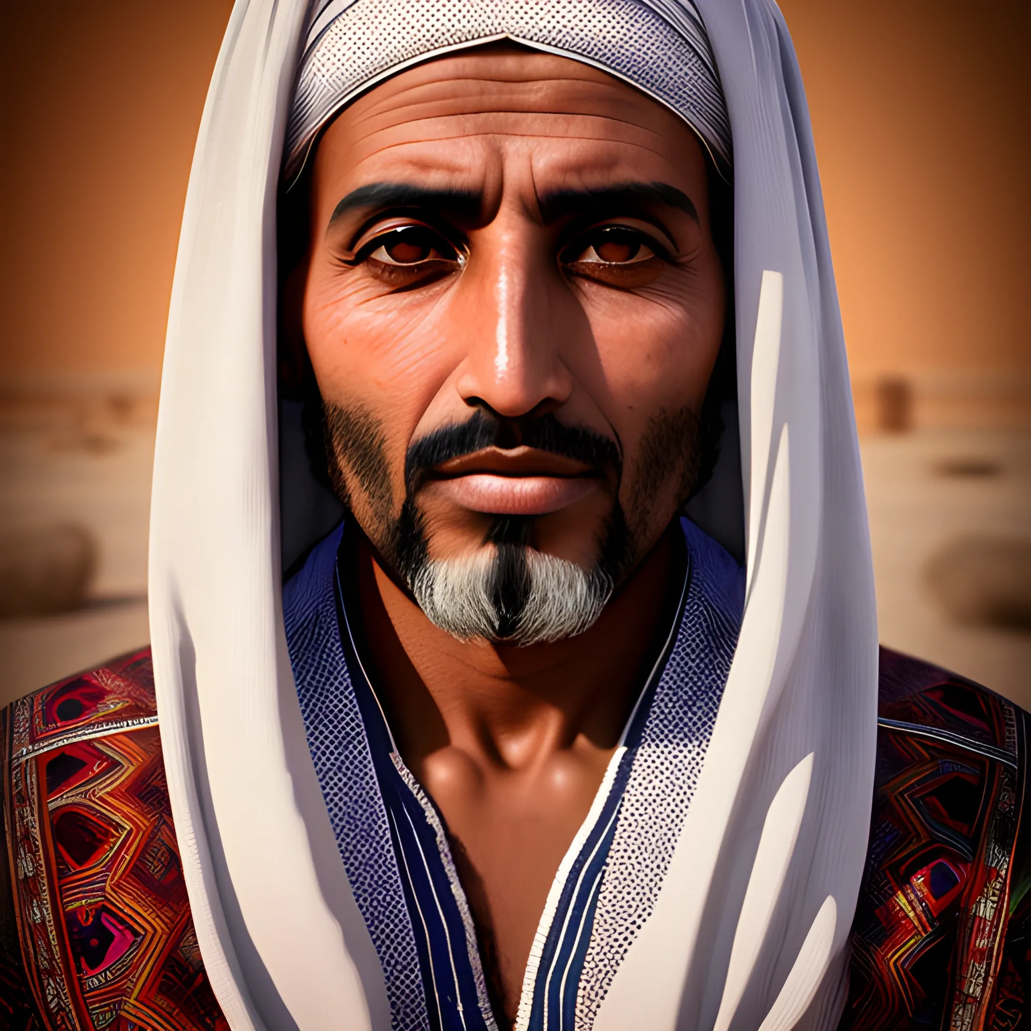Moroccan man, big eyes, extreme picture quality, ambient light, exquisite facial features, 3D