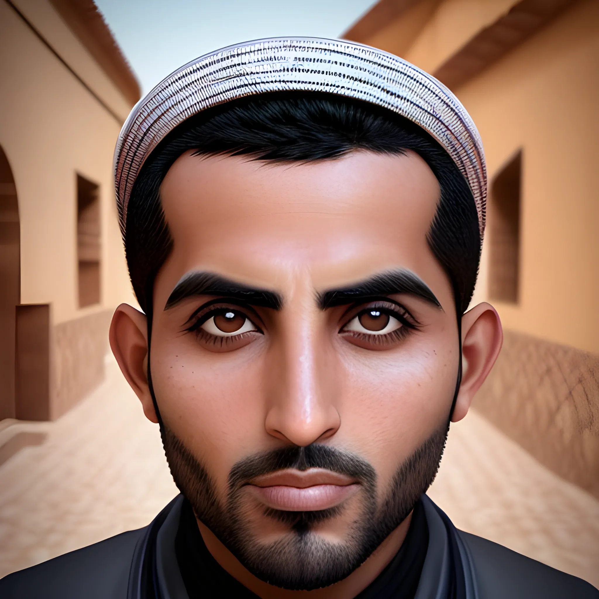 handsome Moroccan 30 years old man, big eyes, short hair, extreme picture quality, ambient light, exquisite facial features, 3D