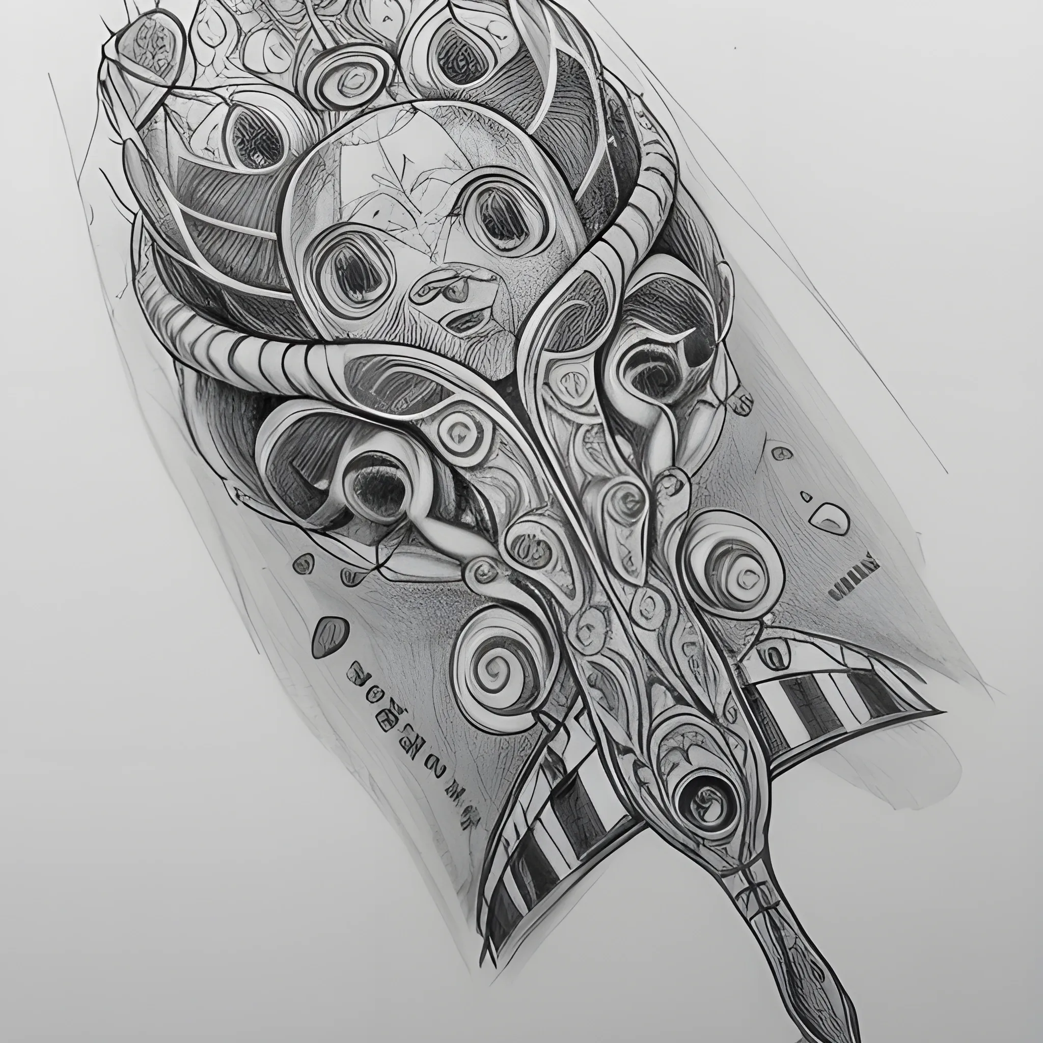 Un tatuaje de todas las runas nórdicas, . Las runas deben representar la riqueza, la fuerza, la sabiduría, el amor, la felicidad, la salud y la protección. , Pencil Sketch, Trippy