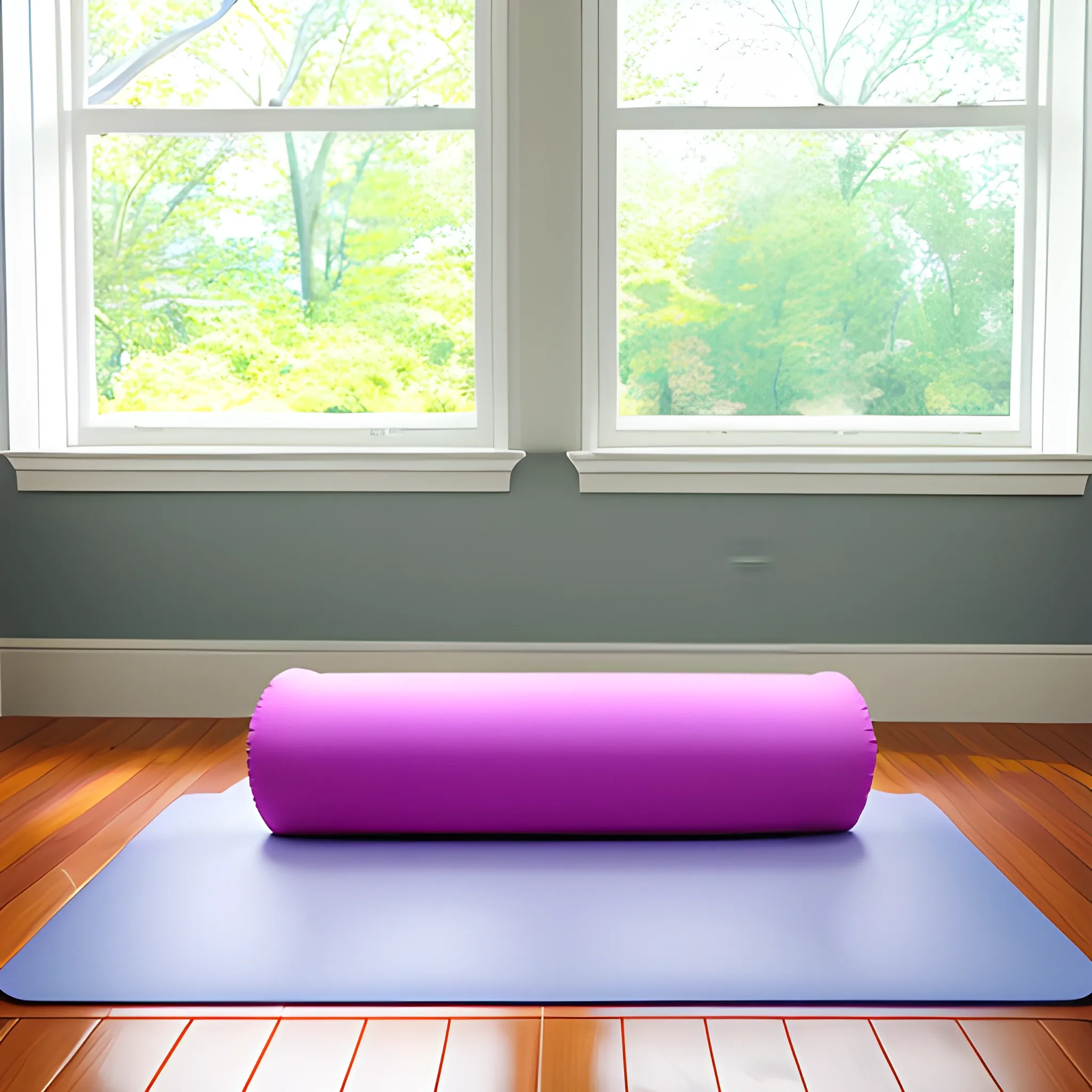 yoga bolster, mat, indoor, window