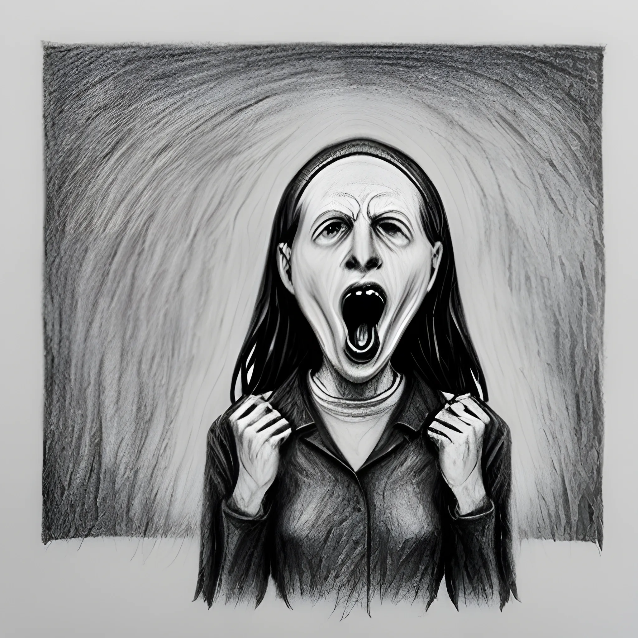The Scream , in real life, Pencil Sketch