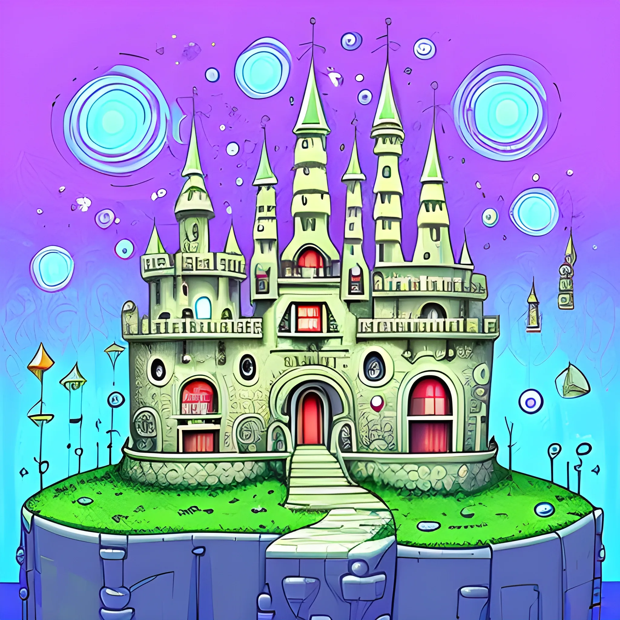 habitacion de castillo con ventanales grandes, Trippy, Cartoon