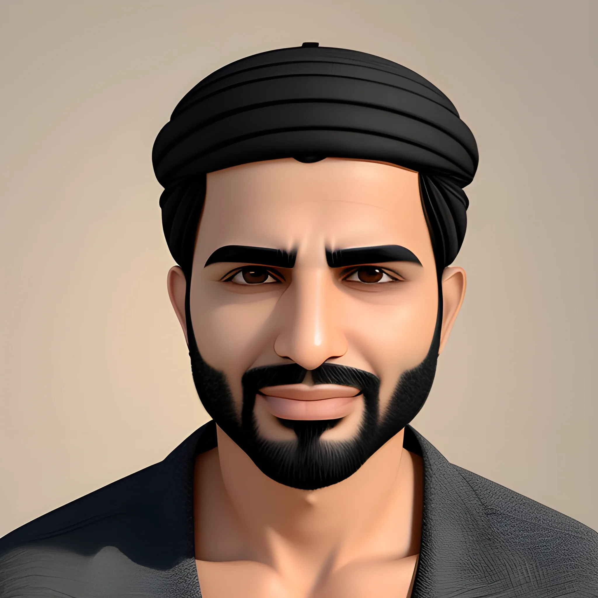 Arabic husband, attractive face, 3D