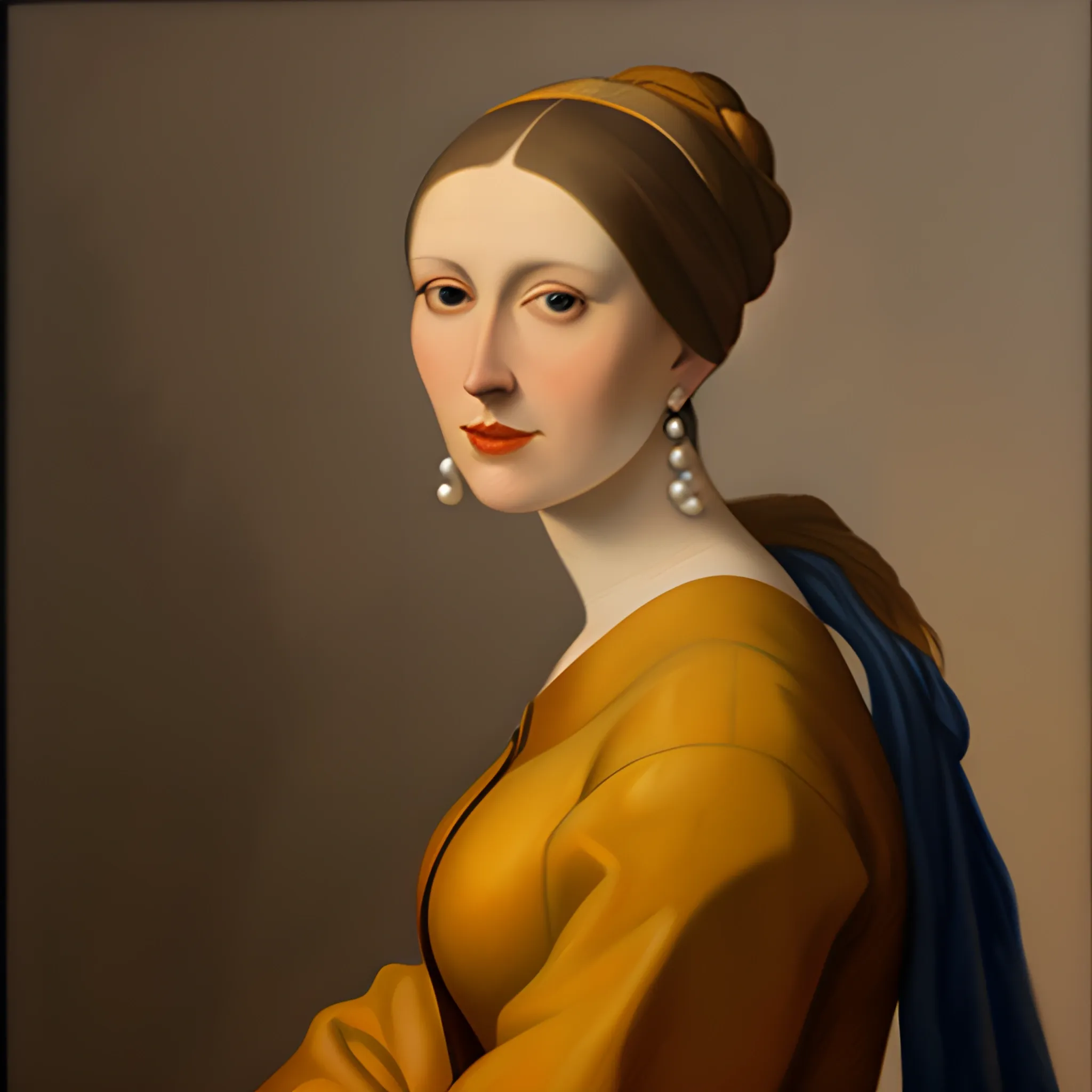 
, Oil Painting of the girle witha pearl Vermeer Style