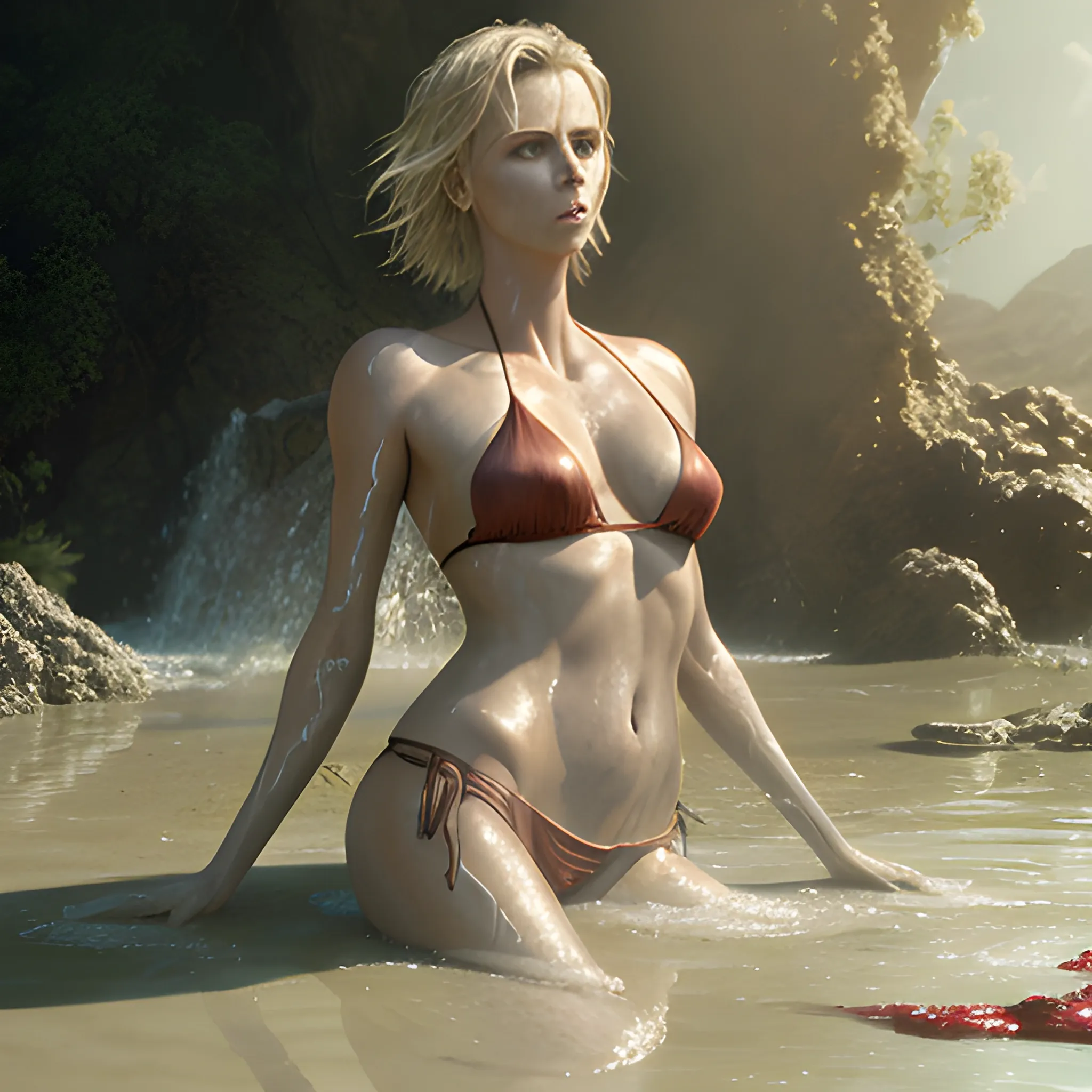 charlize theron bathing, beautiful daylight, luis royo, wearing ... -  Arthub.ai