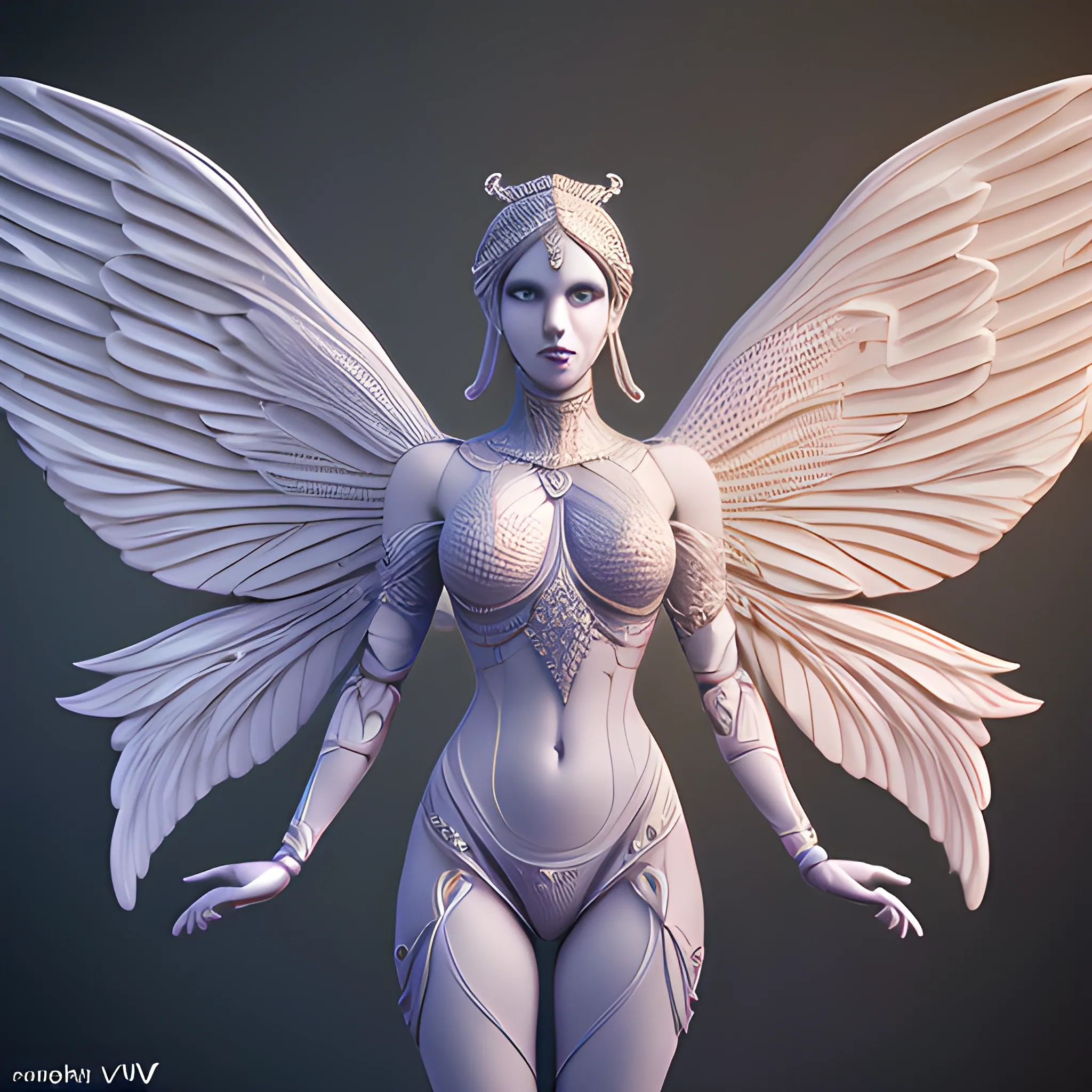 mdjrny-v4 style, standing, symmetric, intricate, centered 3d render ultra detailed of a beautiful isis covered woman with wings, 150 mm, beautiful studio soft light, rim light, vibrant details, luxurious antic, hyperrealistic, anatomical, facial muscles, elegant, octane render, by caravaggio photos style, 8k