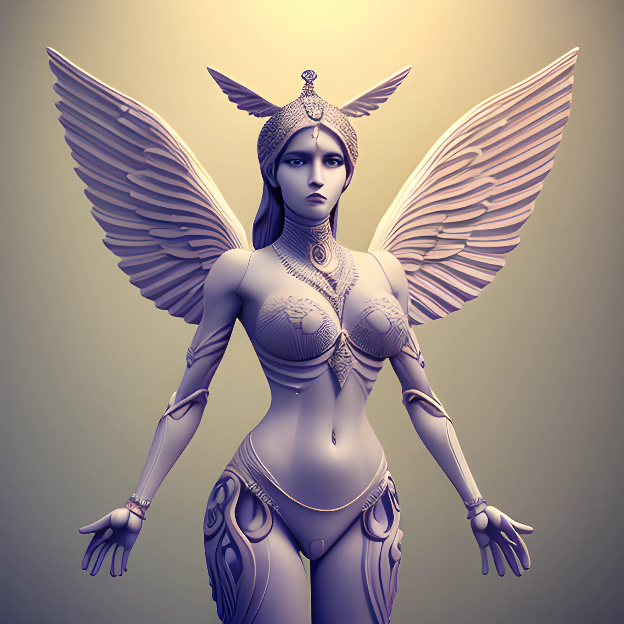 mdjrny-v4 style, standing, symmetric, intricate, centered 3d render ultra detailed of a beautiful isis covered woman with wings, 150 mm, beautiful studio soft light, rim light, vibrant details, luxurious antic, hyperrealistic, anatomical, facial muscles, elegant, by caravaggio photos style, 8k