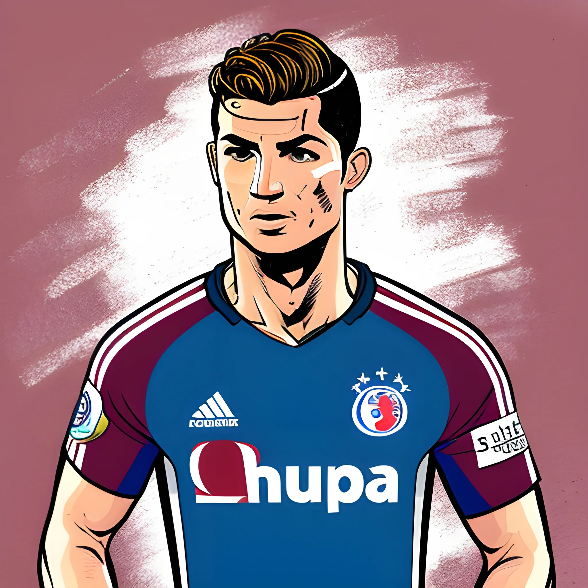 cristiano con la camiseta del deportivo saprissa de costa rica, Cartoon