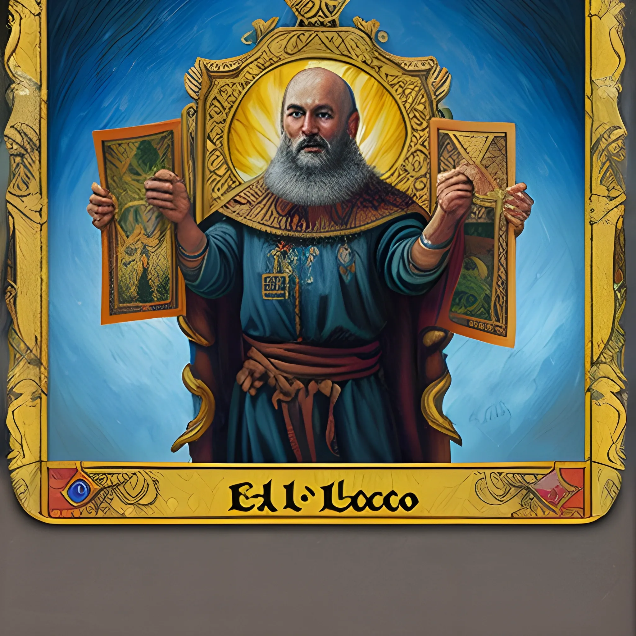 Carta "El Loco" del tarot de Marsella, Oil Painting