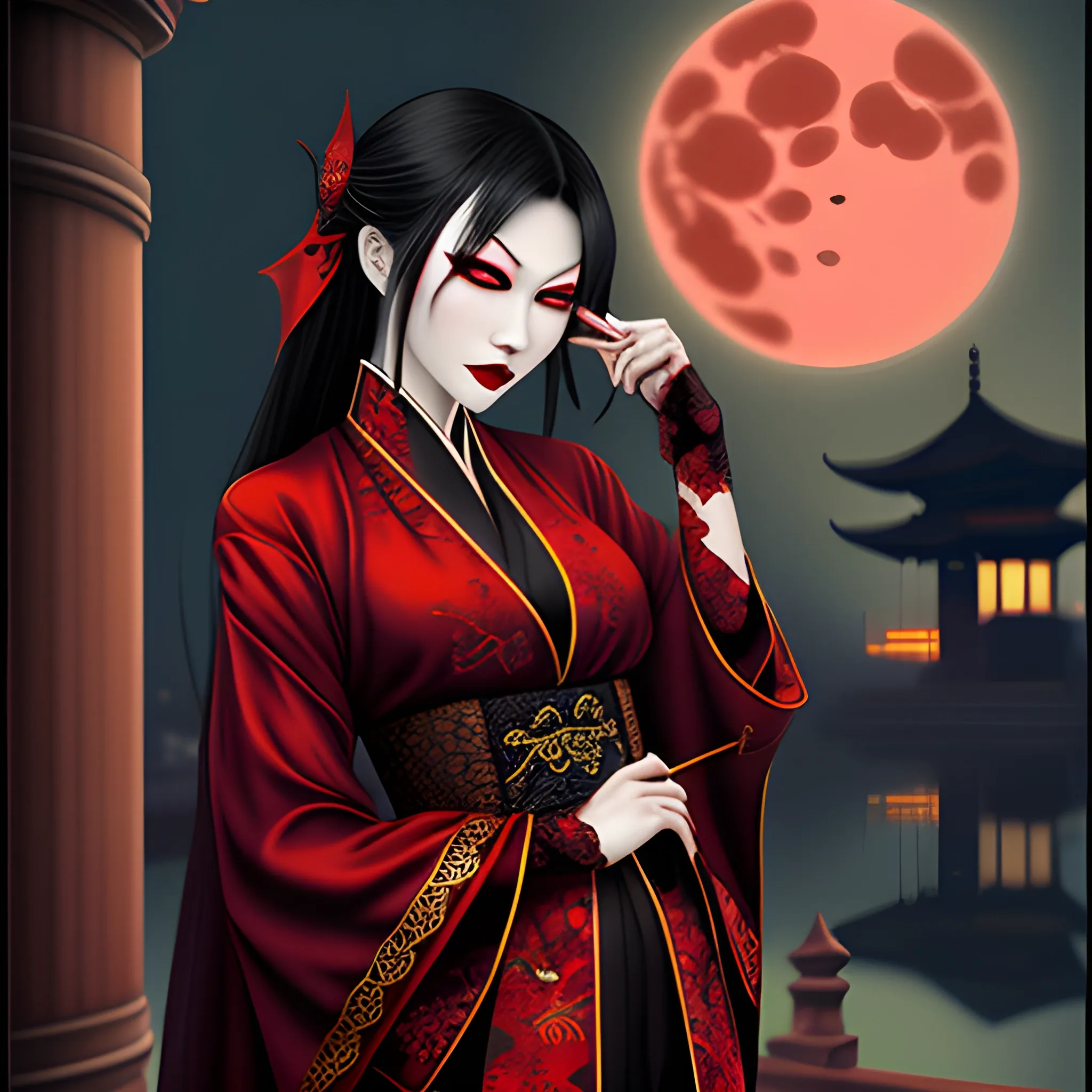 Oriental style vampire at night