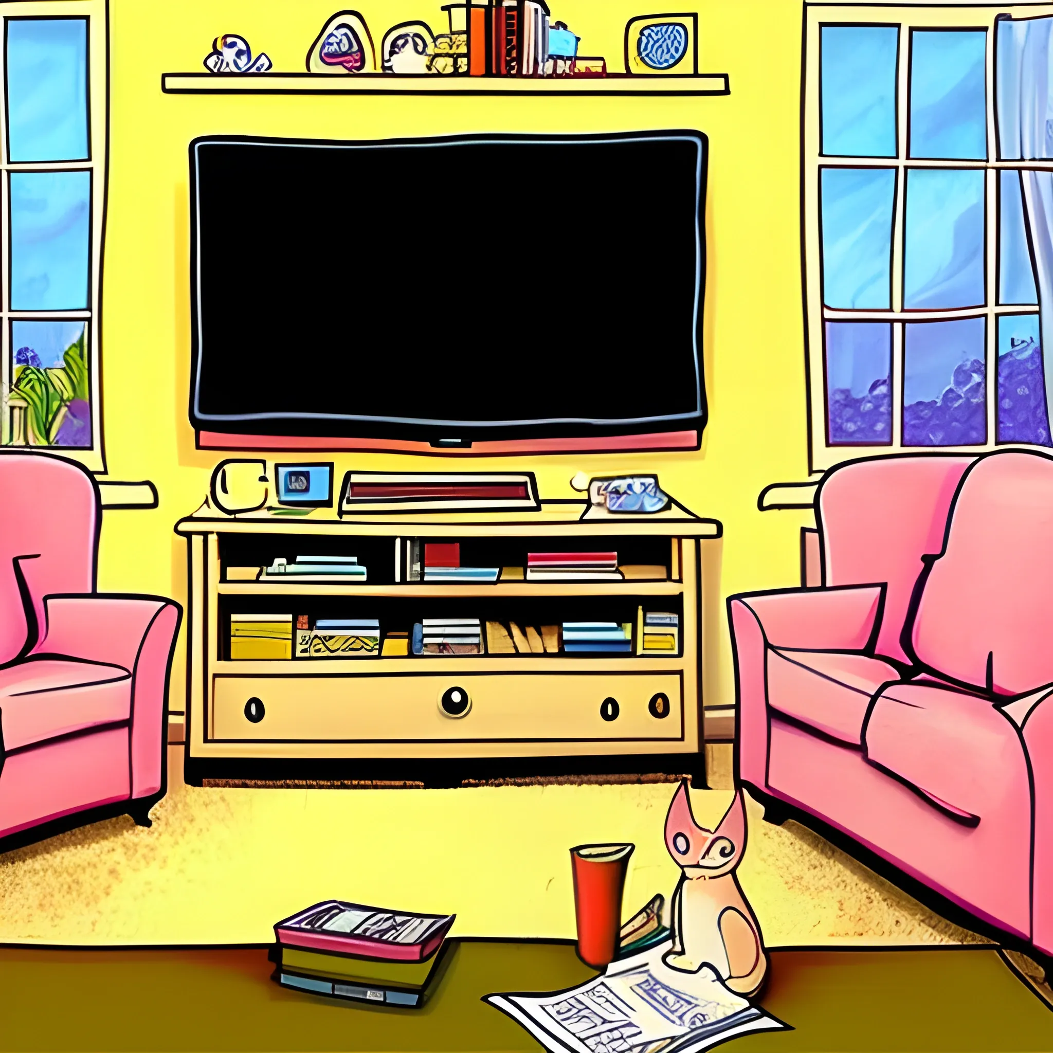 Cartoon Background Living Room Cozy