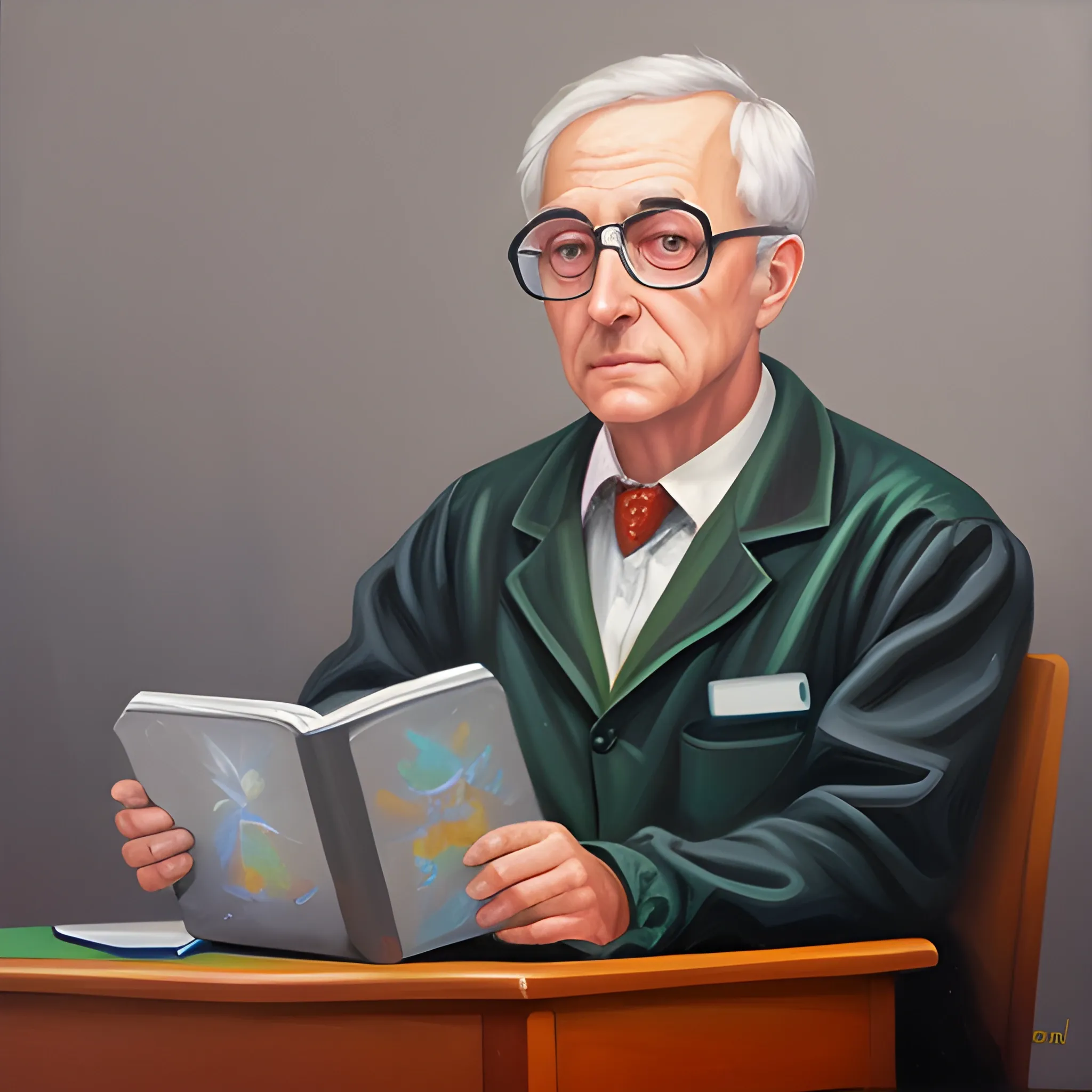 professor in artificial inteligence class, Oil Painting