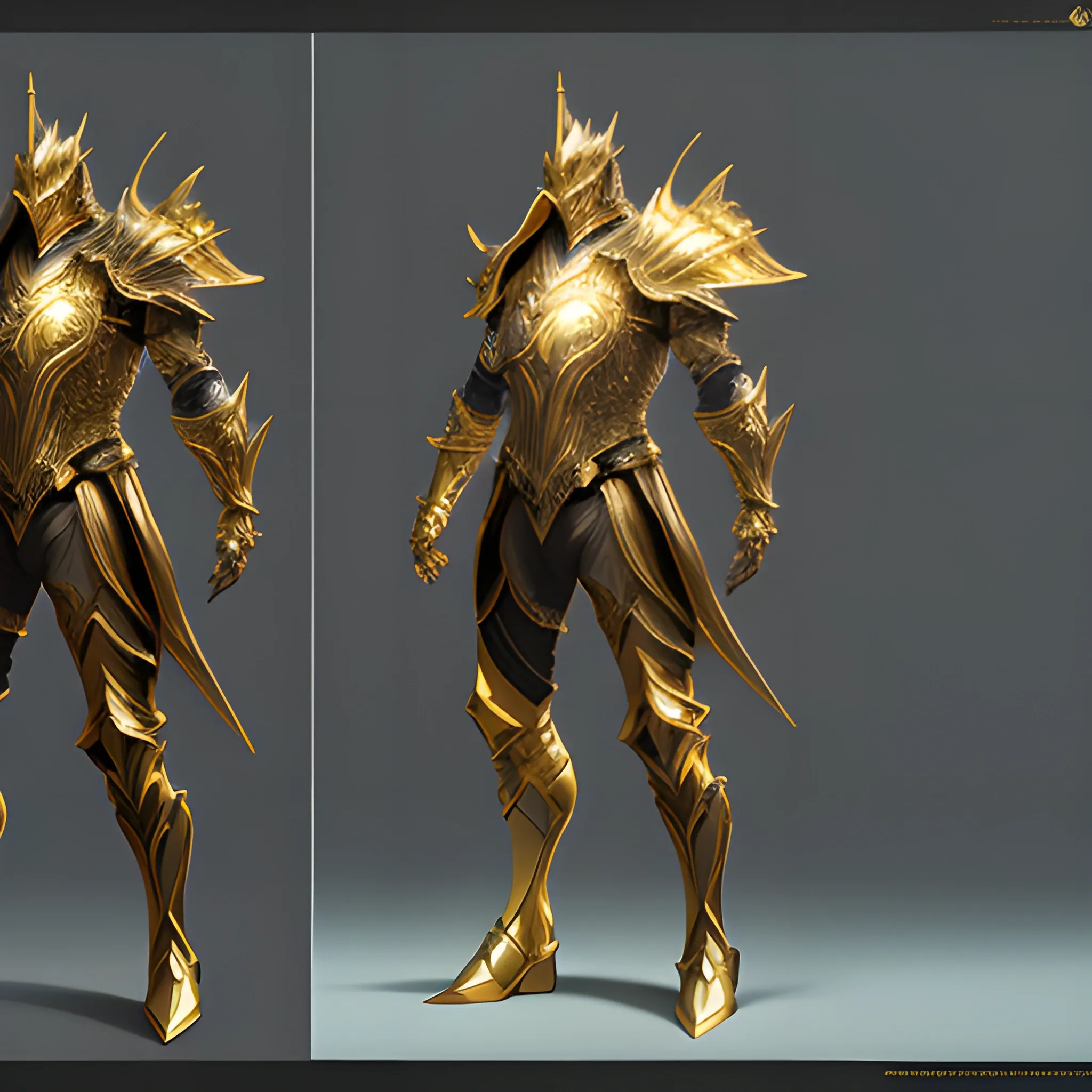 ligth armor, fantasy, elegant, concept art, ray tracing, high details, golden accents, a male
