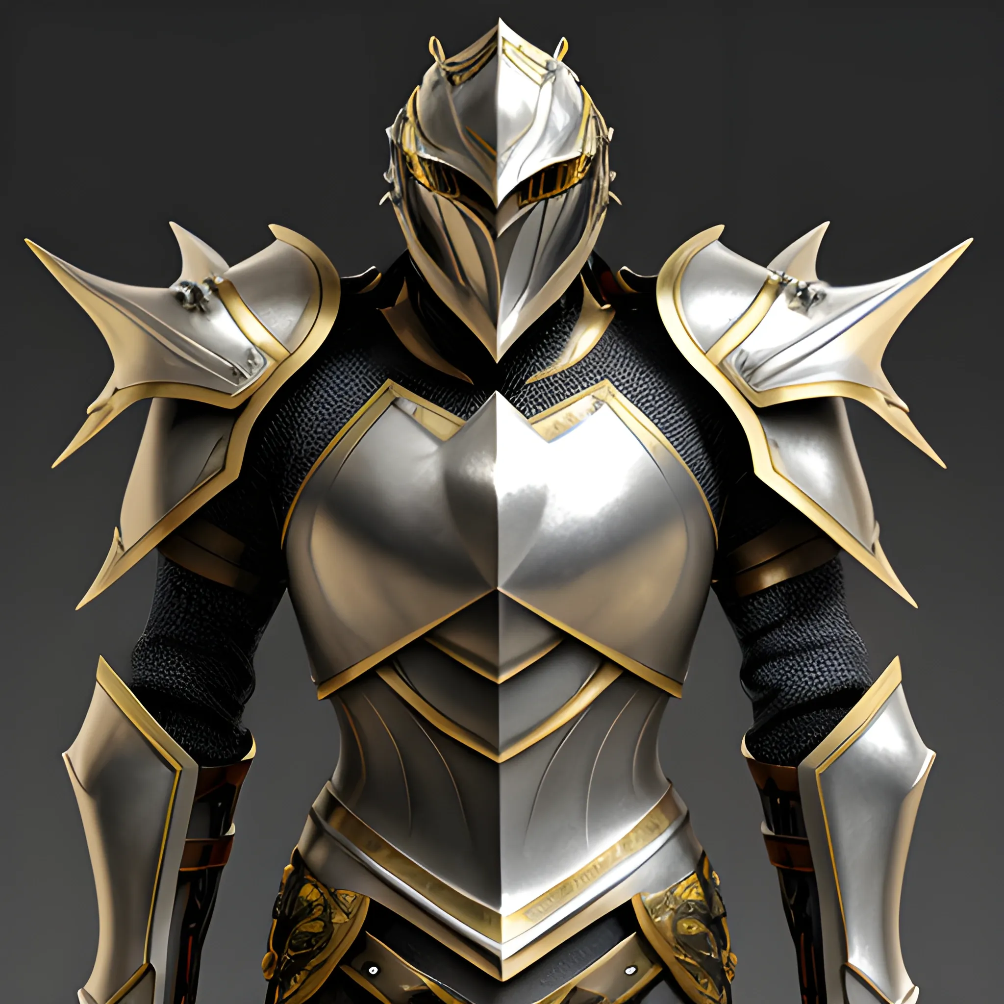 armor, silver and gold, ray tracing, high details,  fantasy, a male, sharp focus, 